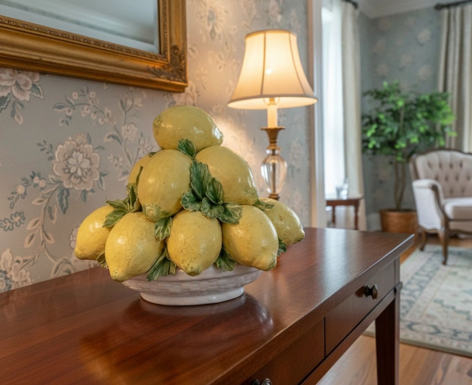 Large 3 Tier Capodimonte Lemon Centrepiece   Oval Basket   Signed Crowned N photo 499.0