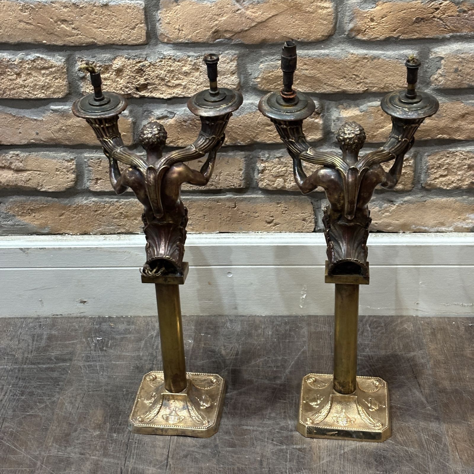 Pair Of Merman Twin Arm Candelabra Lamps photo furniture