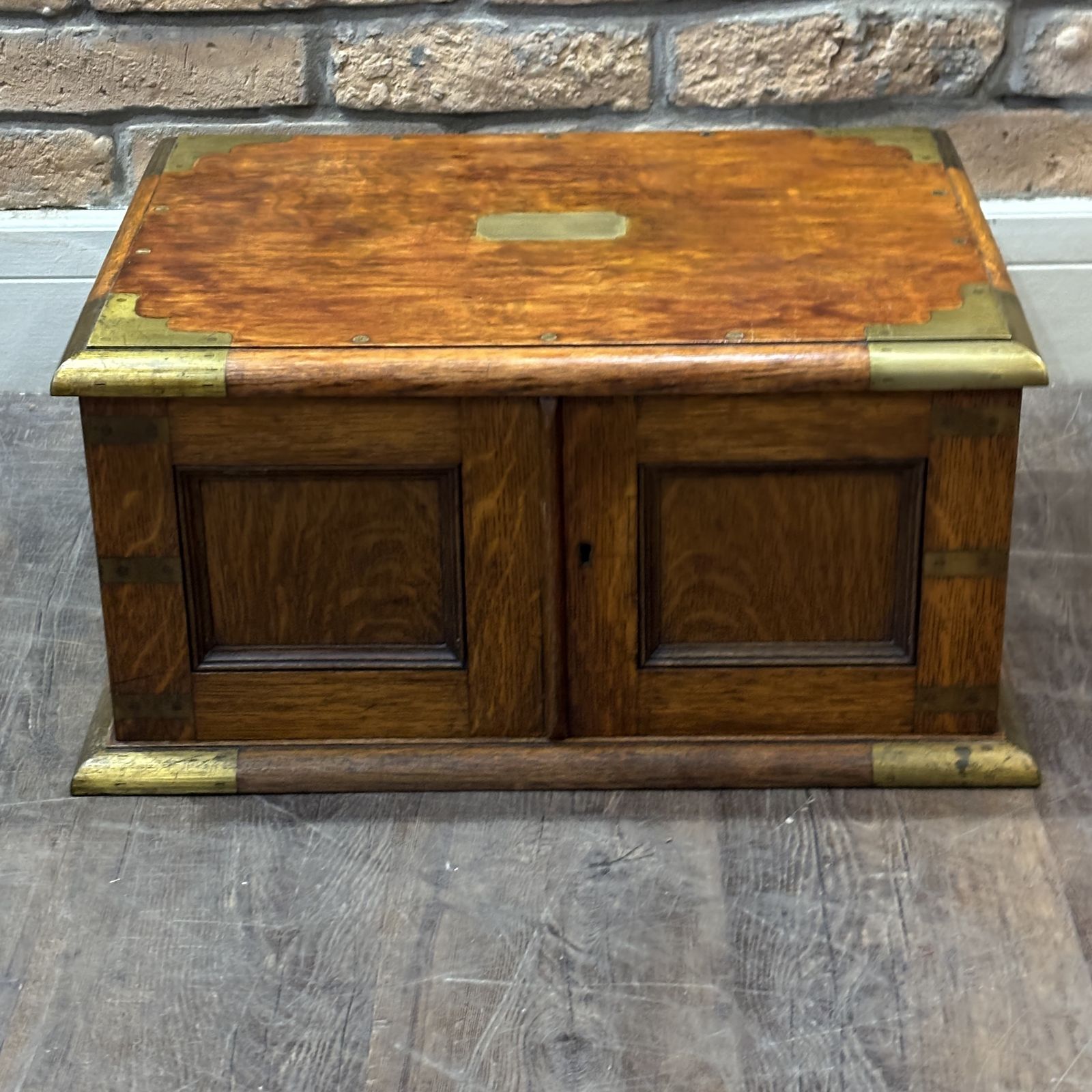 Antique Brass Bound Oak Jeweller’s / Watchmaker’s Cabinet photo furniture
