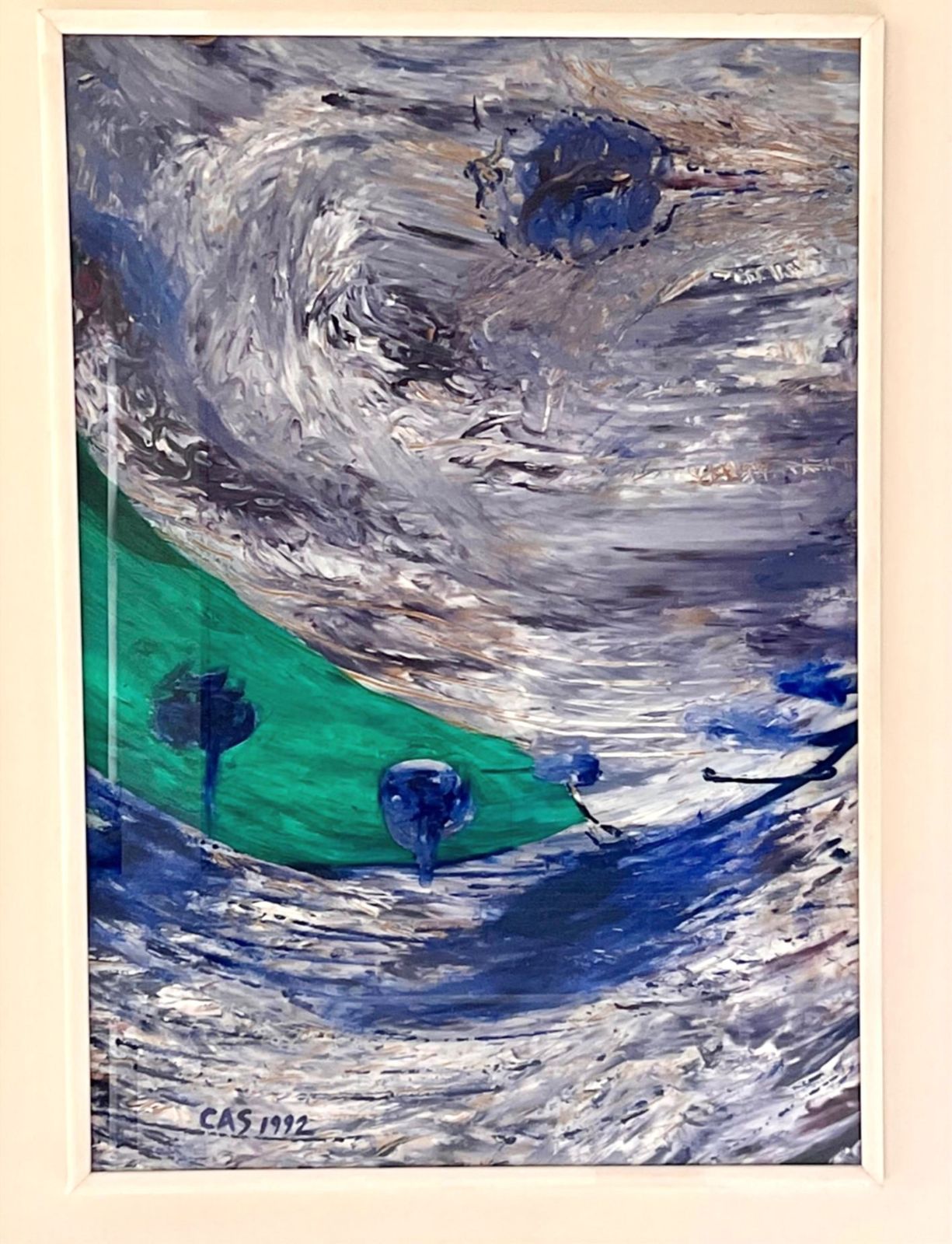 “Force Of Nature” (1992) — Cassie Snelgar | Large Signed Abstract Painting, Oil & Mixed Media, Framed photo furniture
