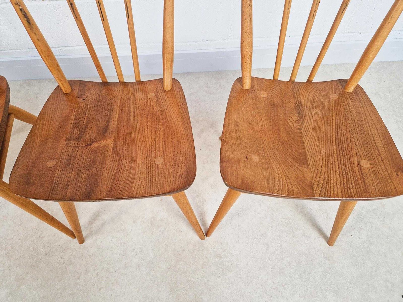 photo buy Ercol Vintage Mid Century Solid Elm Drop Leaf Table And Stickback Chair Dining Set Pg023
