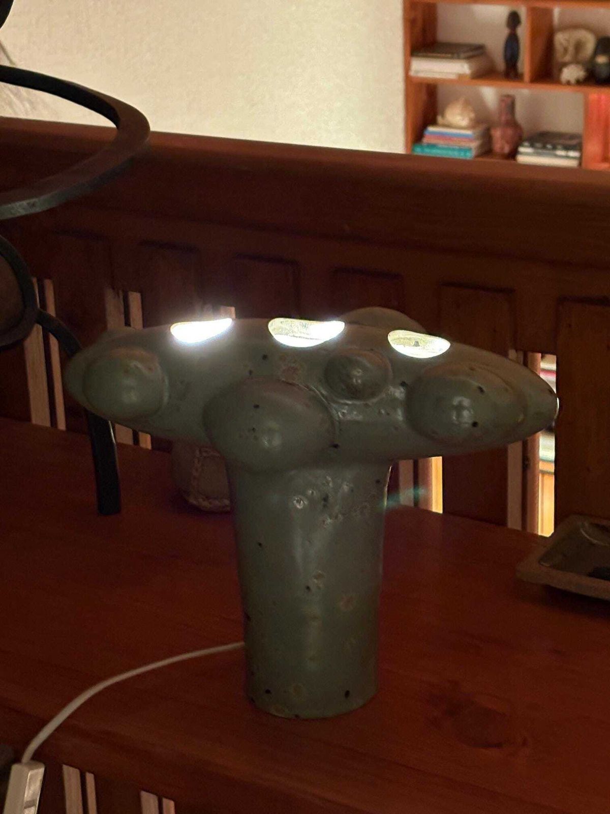 photo for sale French Sculptural Ceramic Table Lamp With Organic Shapes / Sculpture, Art, Home Decor, Lighting, Green, Nature