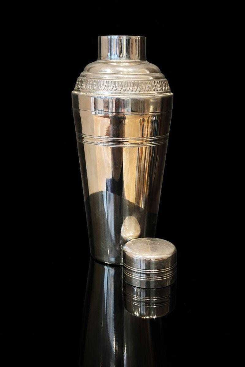 Guy Degrenne Cocktail Shaker: Mid Century Stainless Steel Barware photo vintage