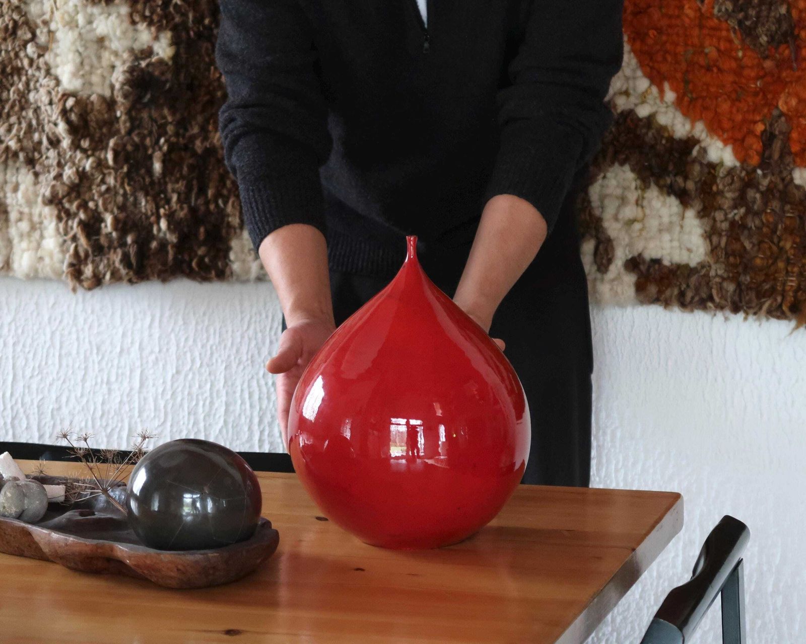 Grote Belgische Rode Keramische Vaas, Jaren 1960 / Modernist, Mid Century Modern, Lampecco, Amphora, Perignem, Paco photo Woonaccessoires