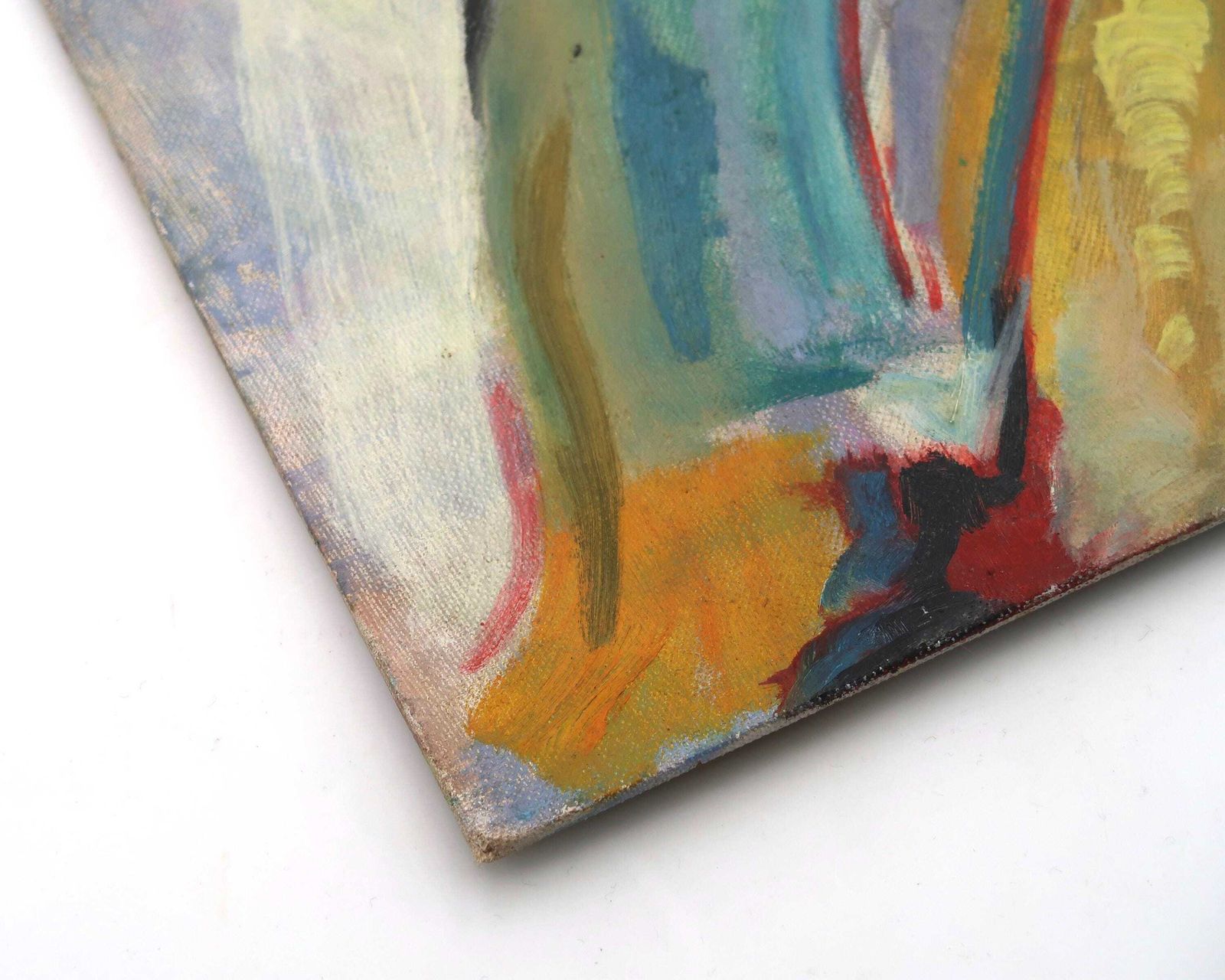 French Signed Abstract Painting, 1980s / Colorful Wall Hanging, Home Decor photo for sale