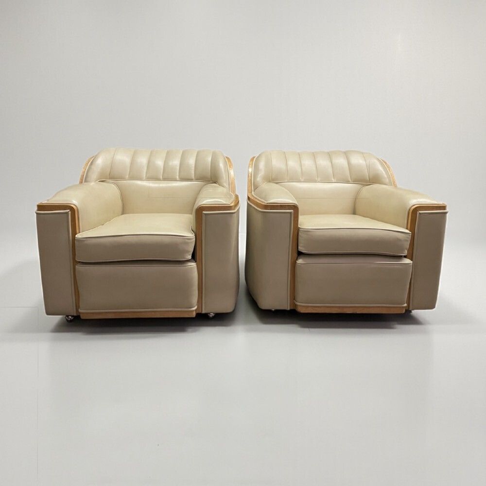 photo for sale Art Deco Pair Of Armchairs By Hary And Lou Epstein
