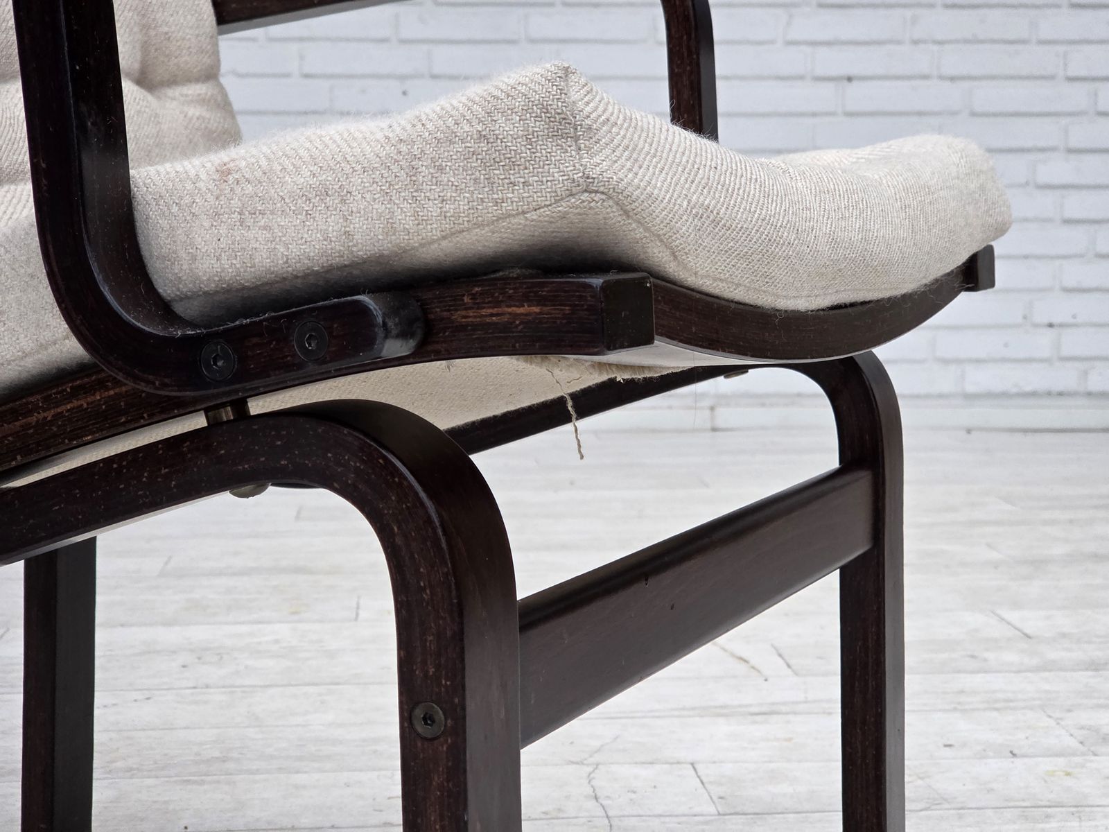 1970s, Scandinavian Armchair, Furniture Wool, Dark Beech Wood. photo buy