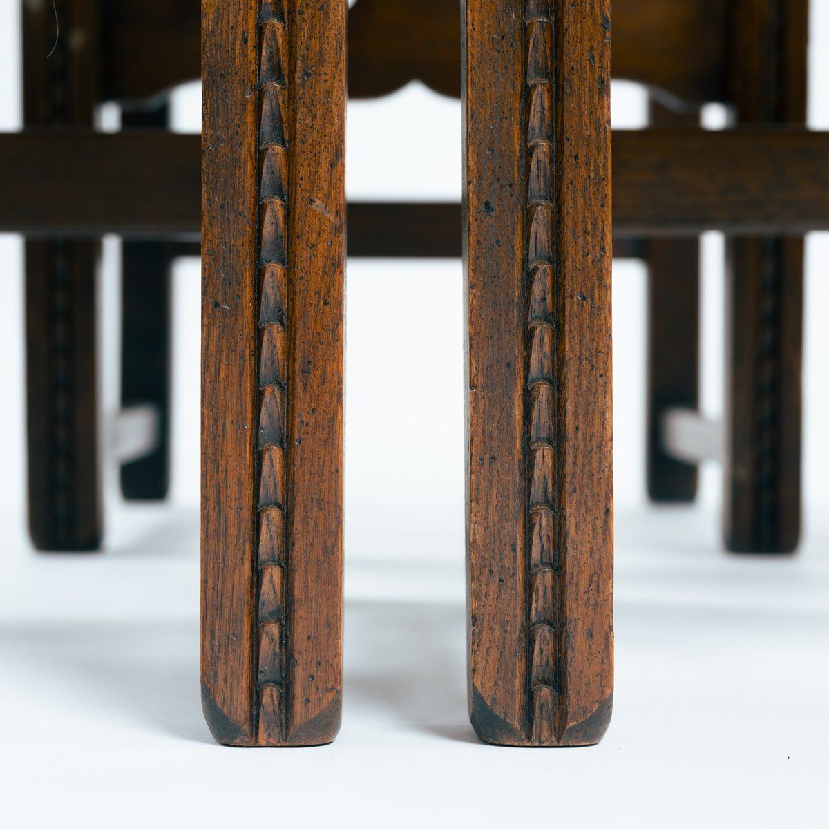 2902.0 Spanish Walnut Hand Carved Dining Chairs, 1969, Set Of 6 photo