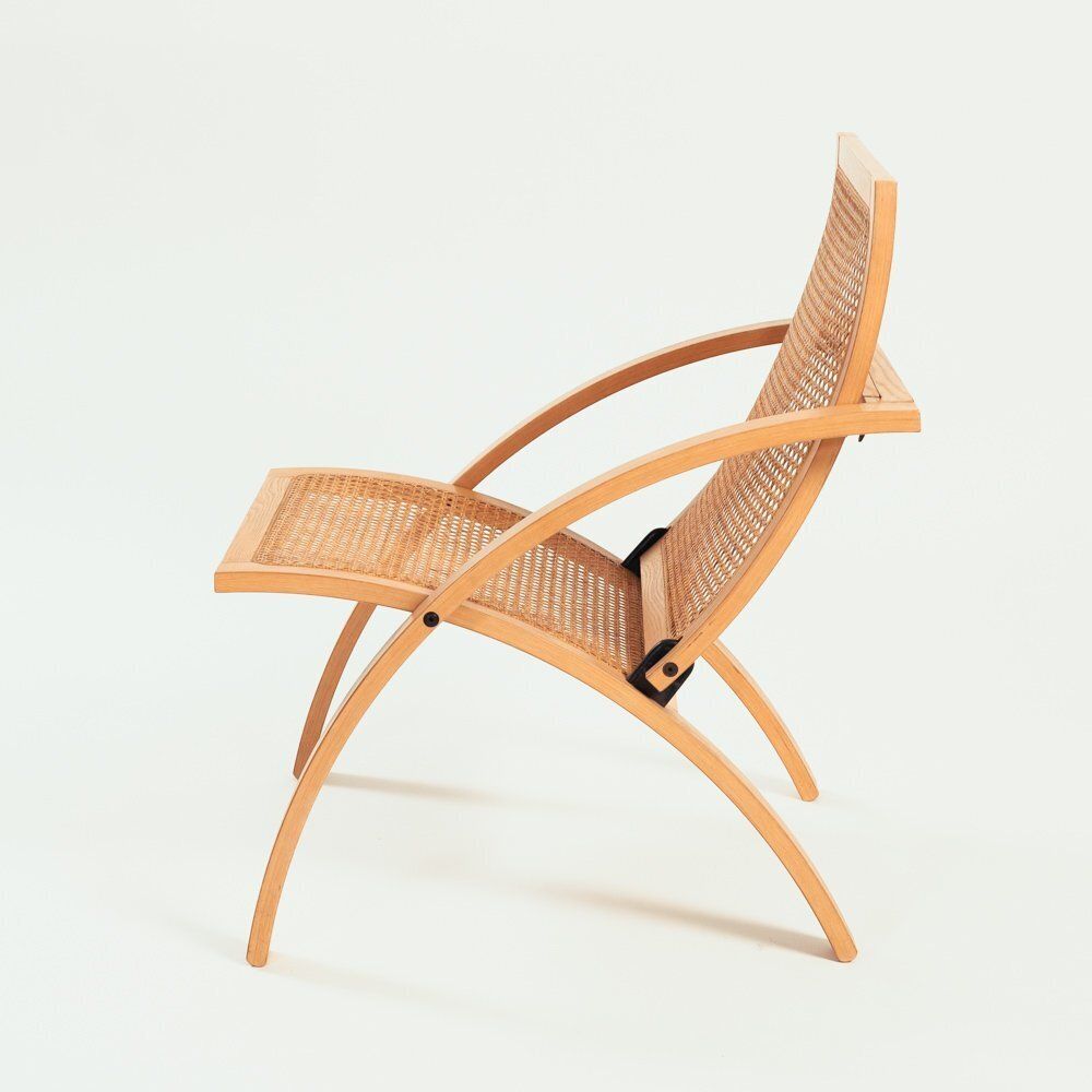 photo furniture Folding Chair In Rattan And Wood By Gijs Bakker For Catelijn, Netherlands 1976