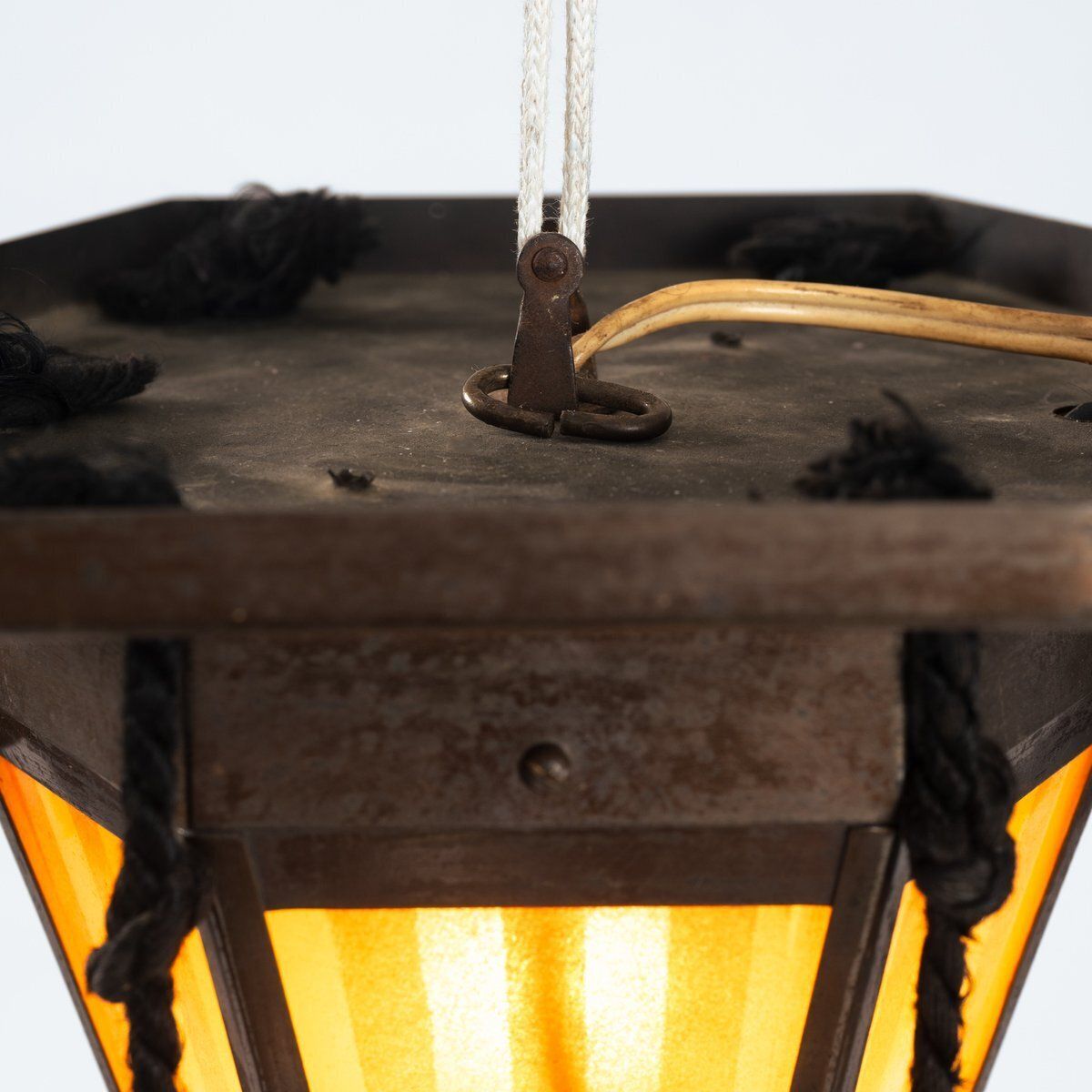Art Deco Amsterdam School Painted Glass Chandelier, The Netherlands, 1930s photo vinterior