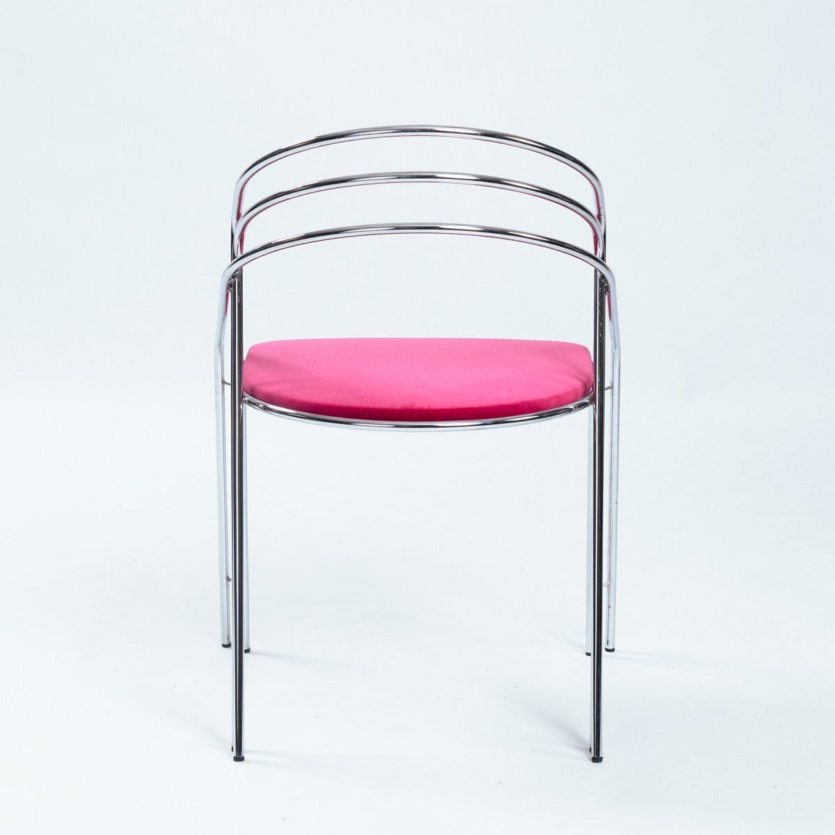 Vintage Chrome Dining Chairs With Pink Velvet Seats, Italy, 1970s, Set Of 4 photo 1516.0