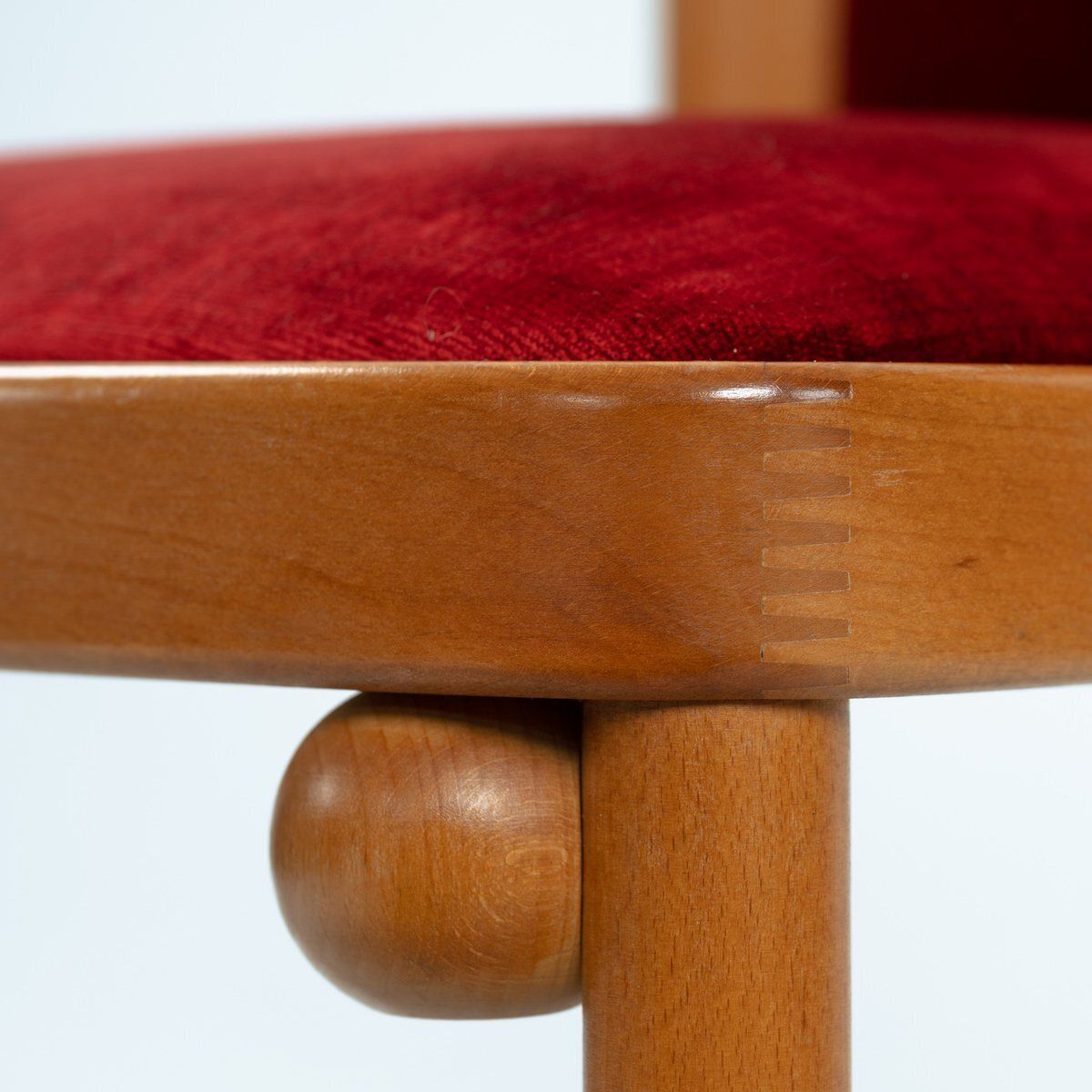 photo for sale Art Nouveau Fledermaus Dining Chairs In Wood And Red Velvet By Josef Hoffmann For Wittmann, Austria, 1907, Set Of 4