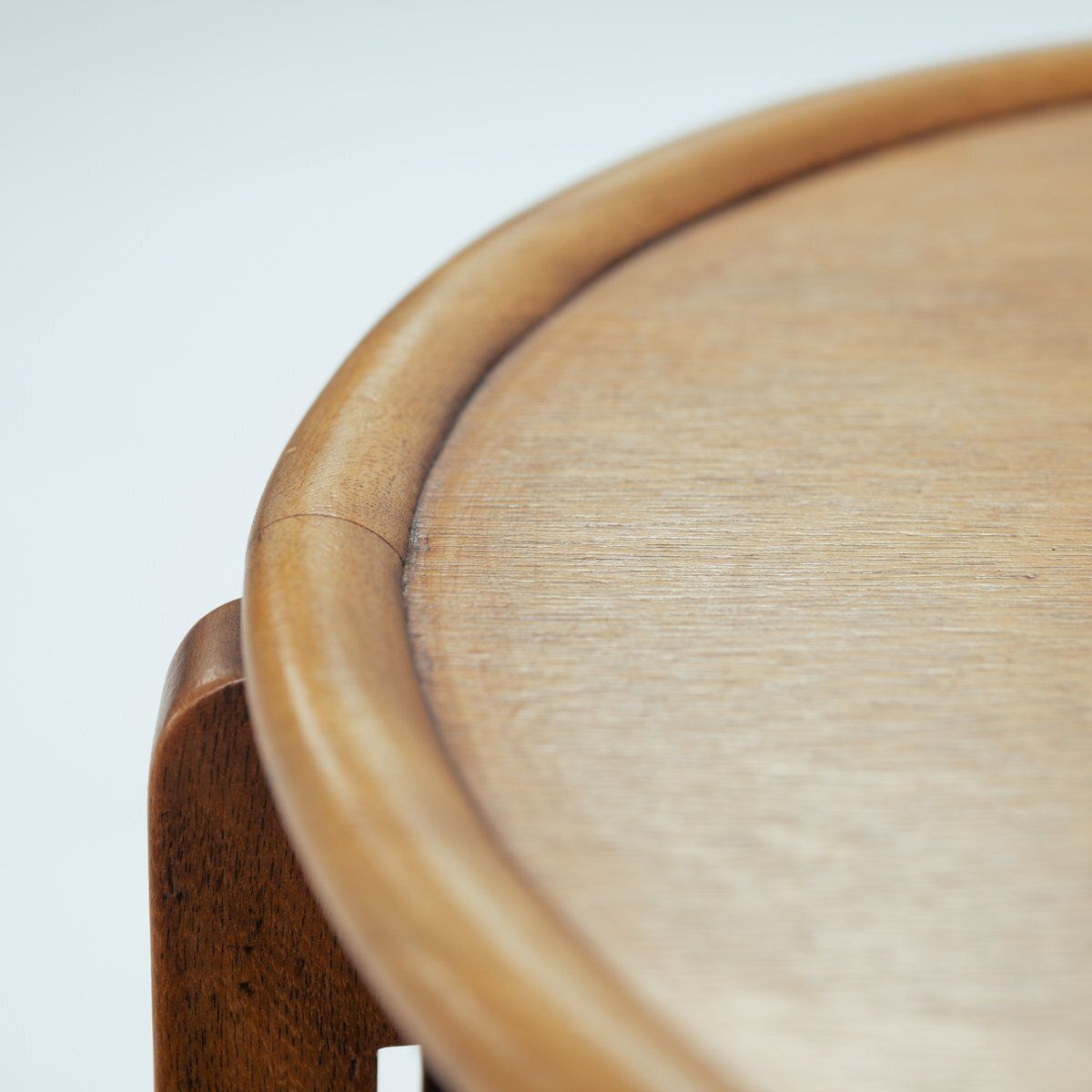 photo for sale Art Deco Oak Wooden Round Amsterdam School Nesting Tables, The Netherlands, 1920s, Set Of 3