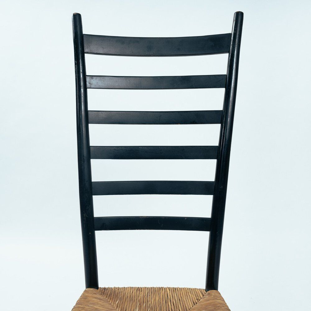 Italian Ebonised Straw Webbing Highback Side Chair In Style Of Chiavari, 1970s photo buy