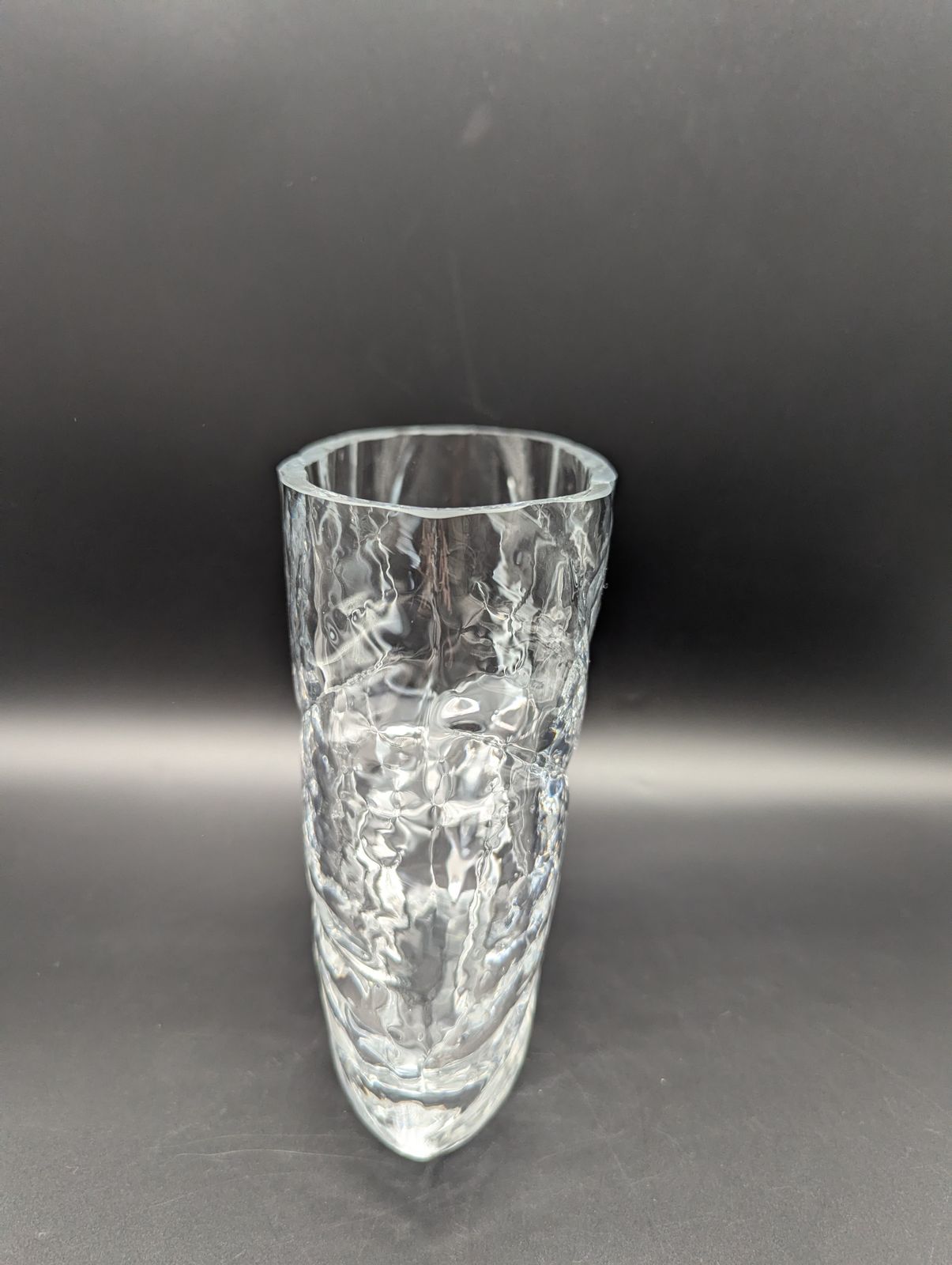 Swedish Sea ‘Sunburst’ Glass Vase By Rune Strand (C. 1960s–70s), Clear Sculptural Form photo for sale