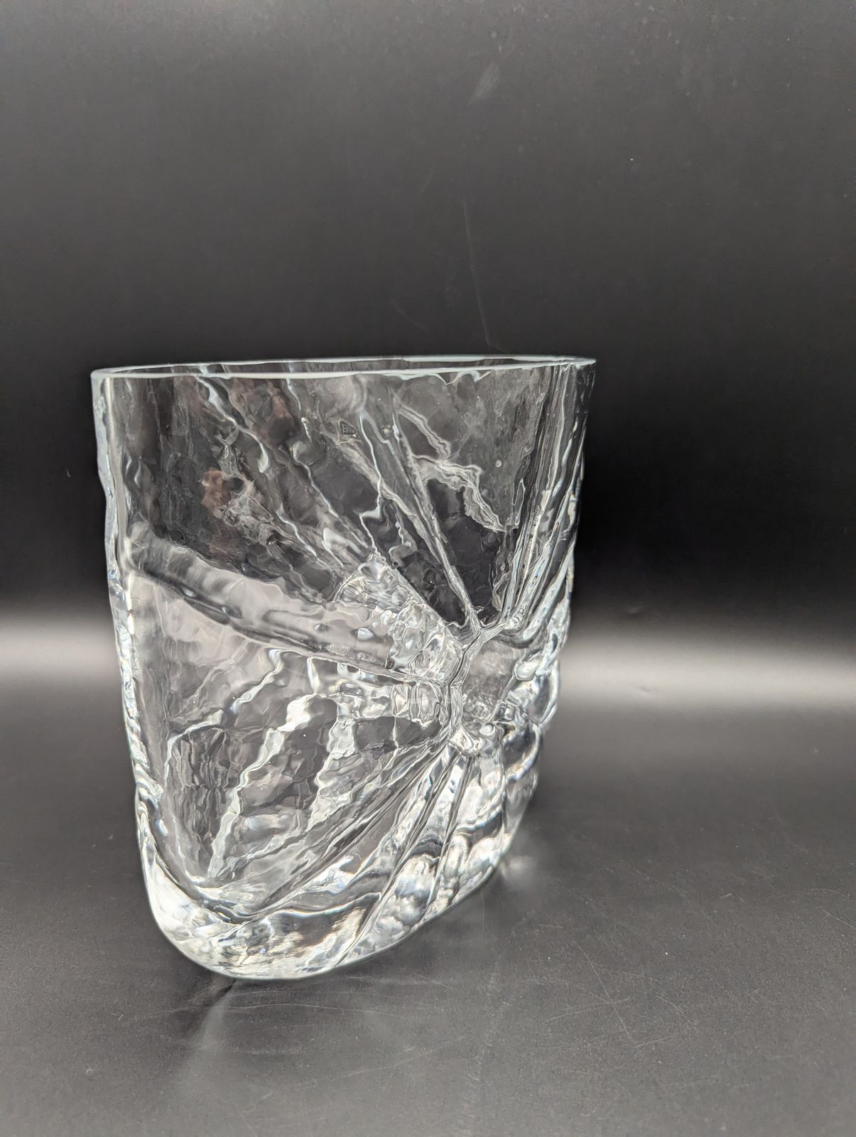 Swedish Sea ‘Sunburst’ Glass Vase By Rune Strand (C. 1960s–70s), Clear Sculptural Form photo Home Decor