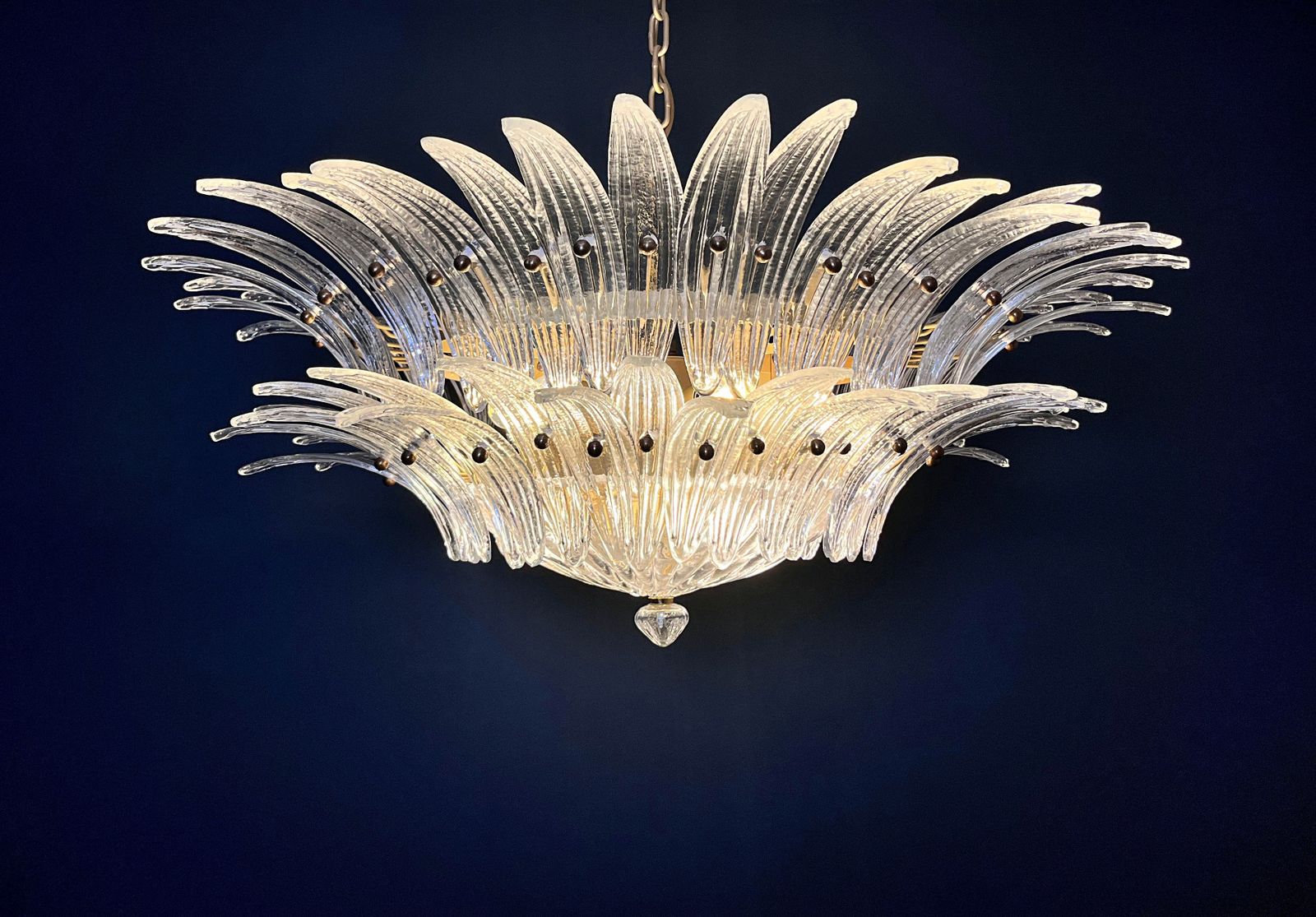 1840.0 Murano Chandelier Original Palmette, Two Levels, 82 Clear Glasses photo