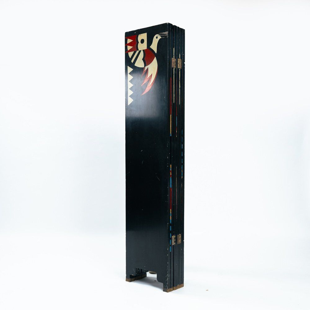 Art Paravent Room Divider With Birds And Geometric Patterns, 1970s photo furniture
