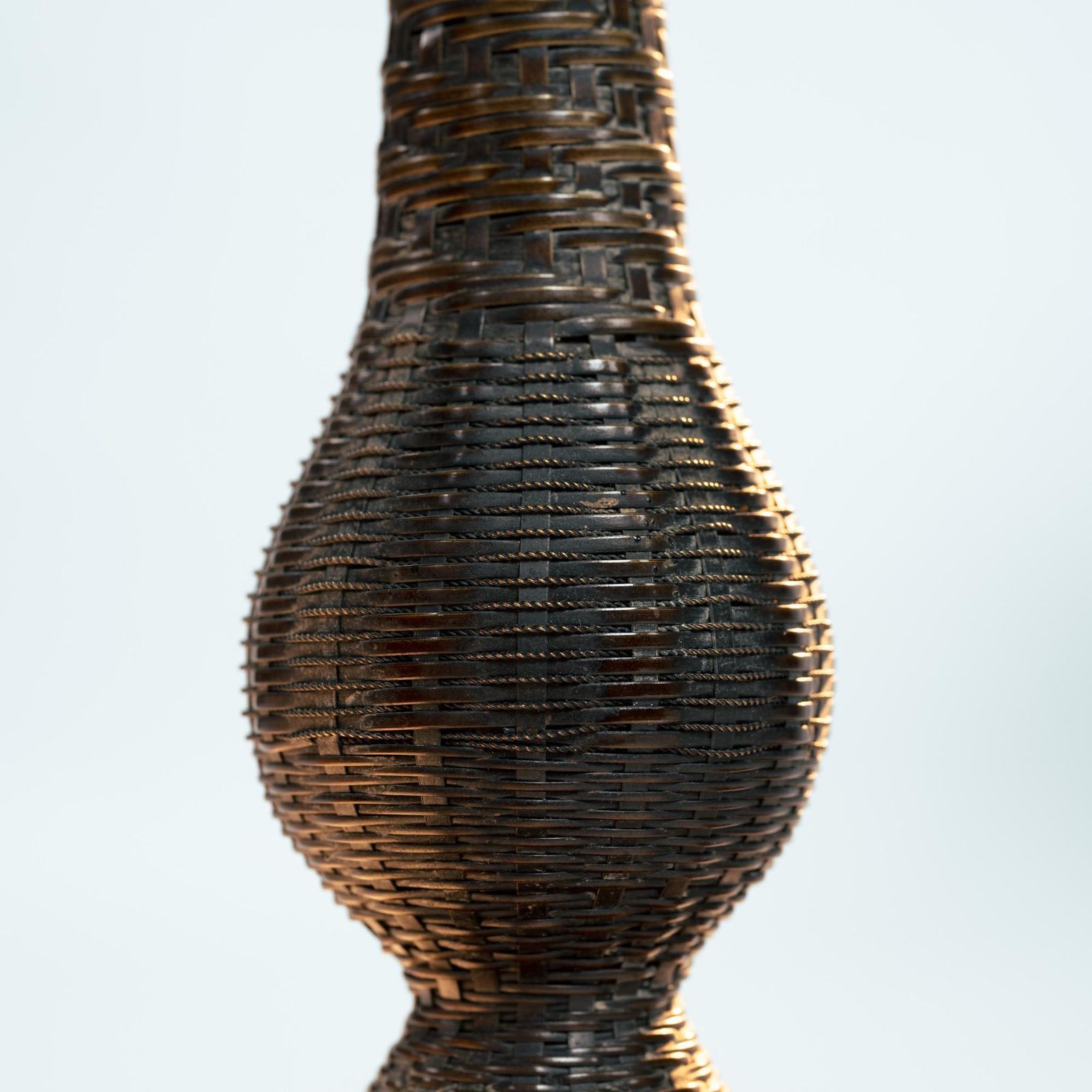 Art Deco Arts & Crafts Woven Copper Lampbases, 1900s photo for sale