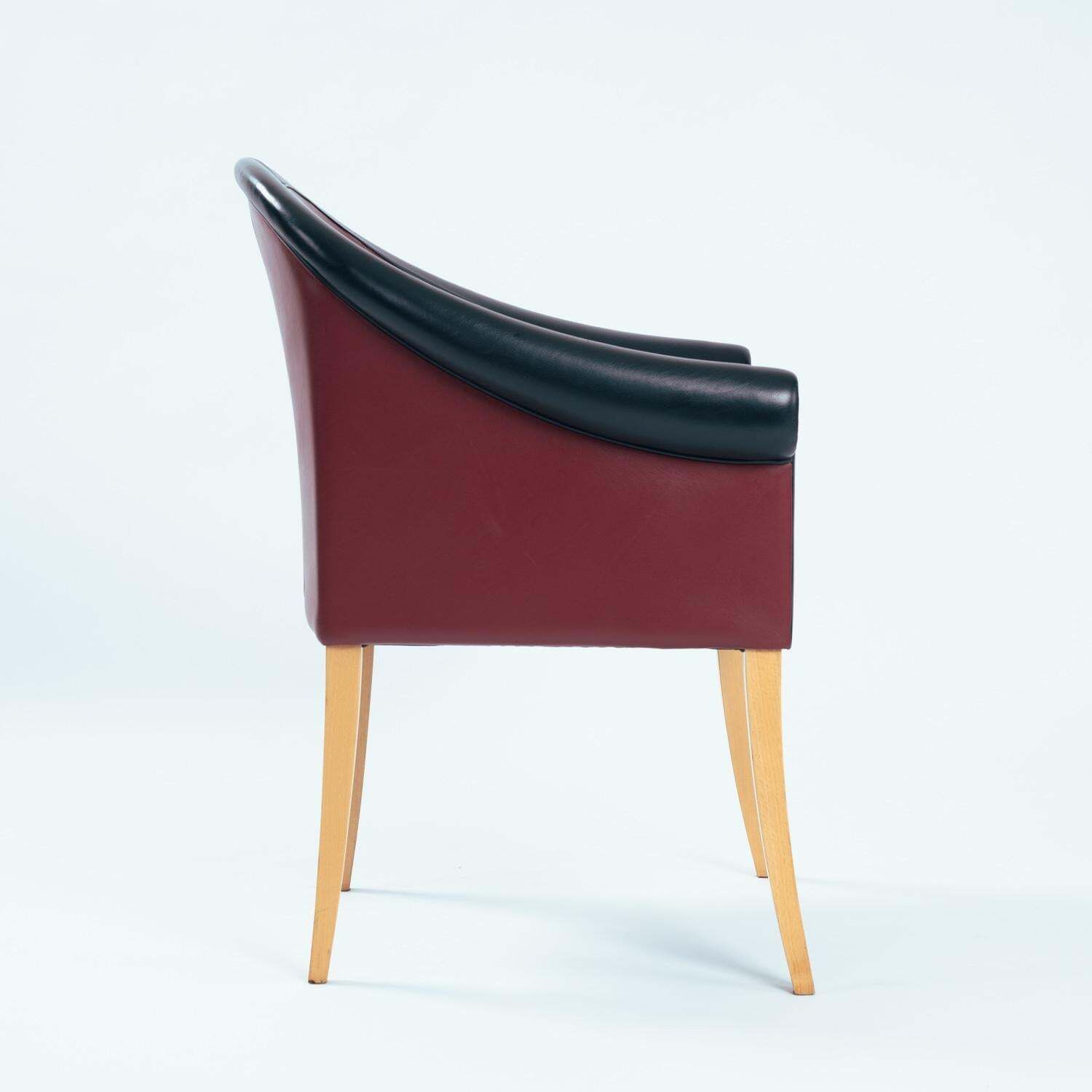 Leather Beech Wood Red Black Sinan Armchairs Designed By Poltrona Frau, Set Of 4 photo 3268.0