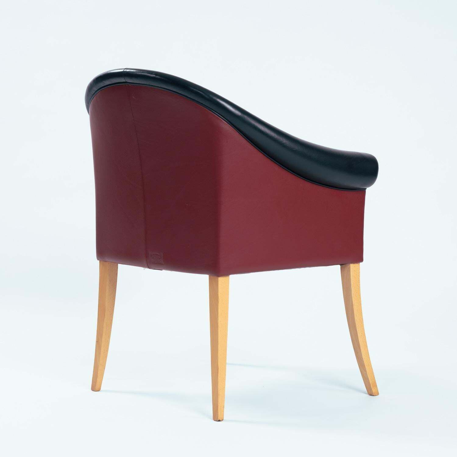 Leather Beech Wood Red Black Sinan Armchairs Designed By Poltrona Frau, Set Of 4 photo vinterior