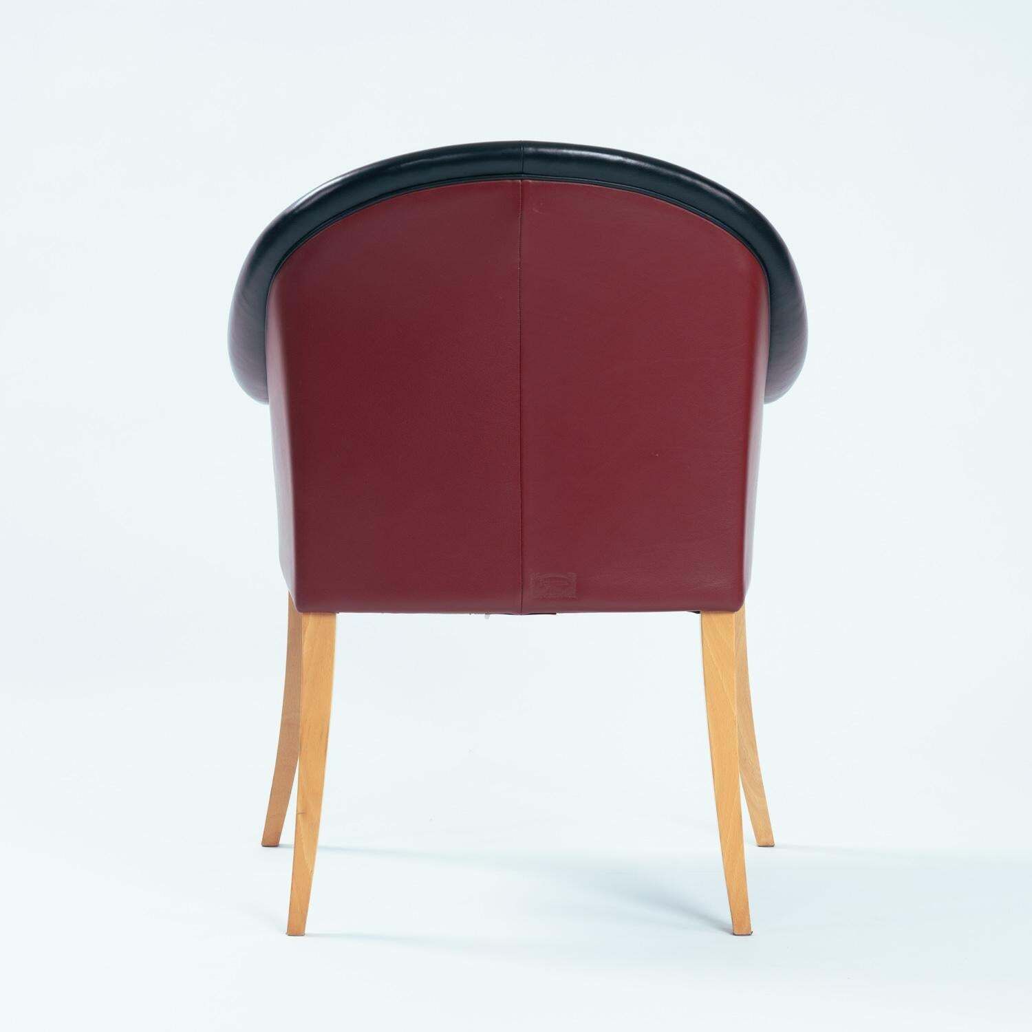 Leather Beech Wood Red Black Sinan Armchairs Designed By Poltrona Frau, Set Of 4 photo buy