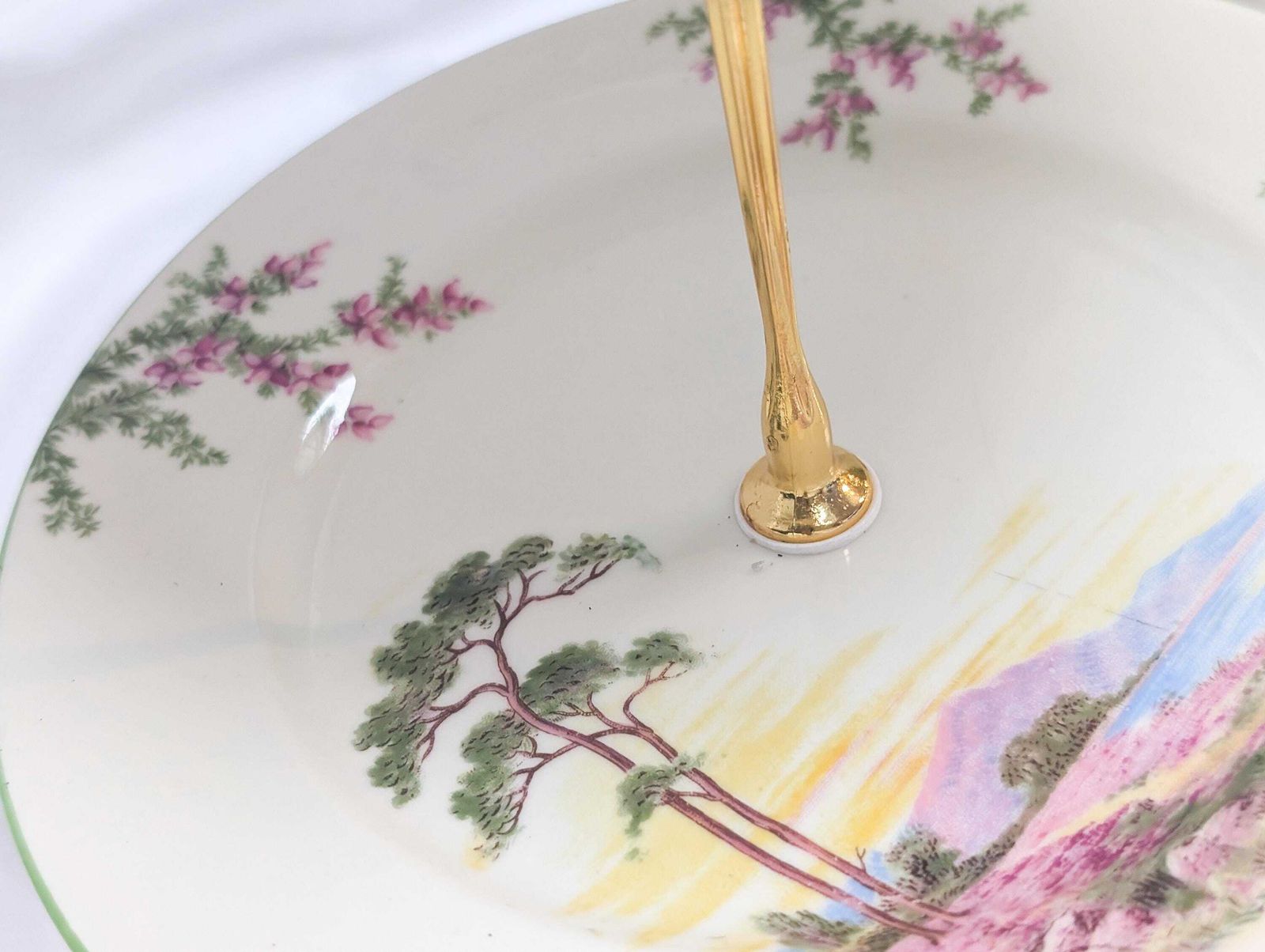Beautiful Elegant Vintage 3 Tier Cake Stand. Bone China, Bridgerton Style. Made In England photo for sale