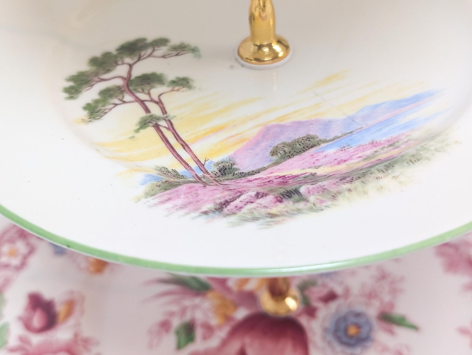 Beautiful Elegant Vintage 3 Tier Cake Stand. Bone China, Bridgerton Style. Made In England photo buy