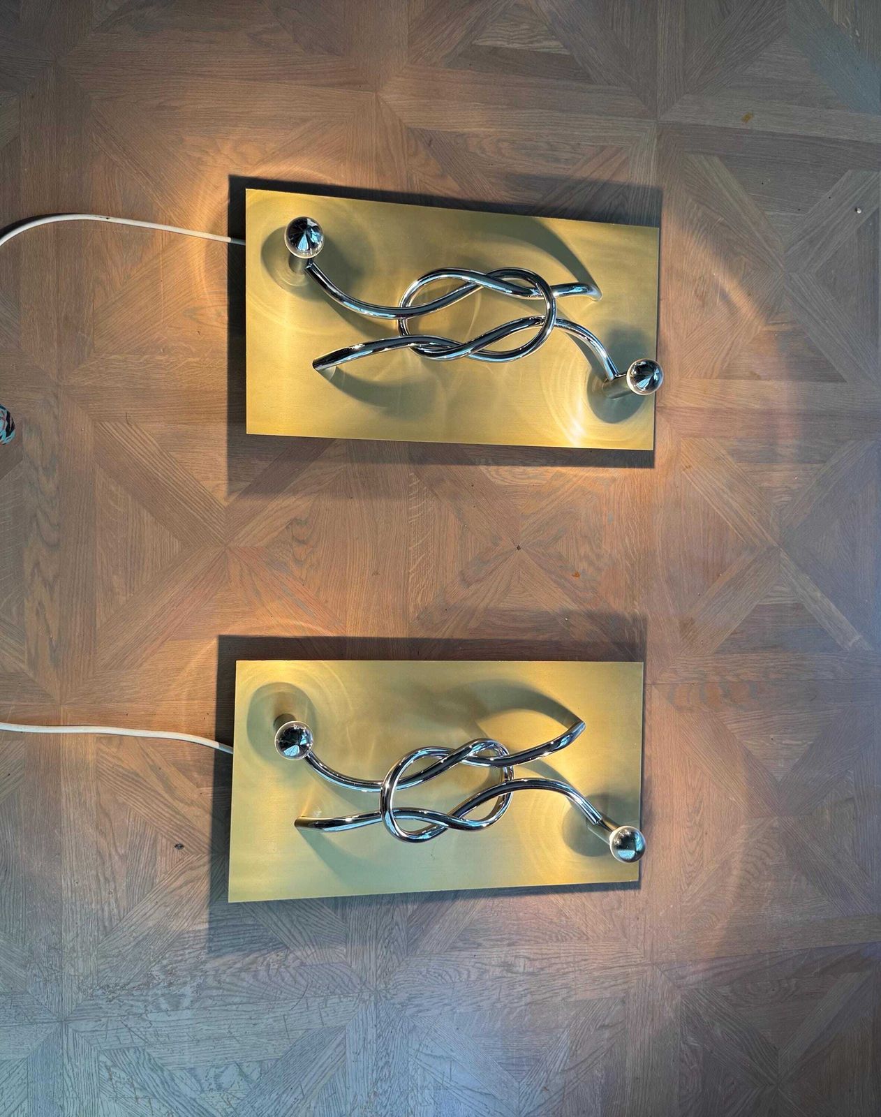Italian 'Reef Knot' Wall Sconces   Giacomo Benevelli For Missaglia photo vintage