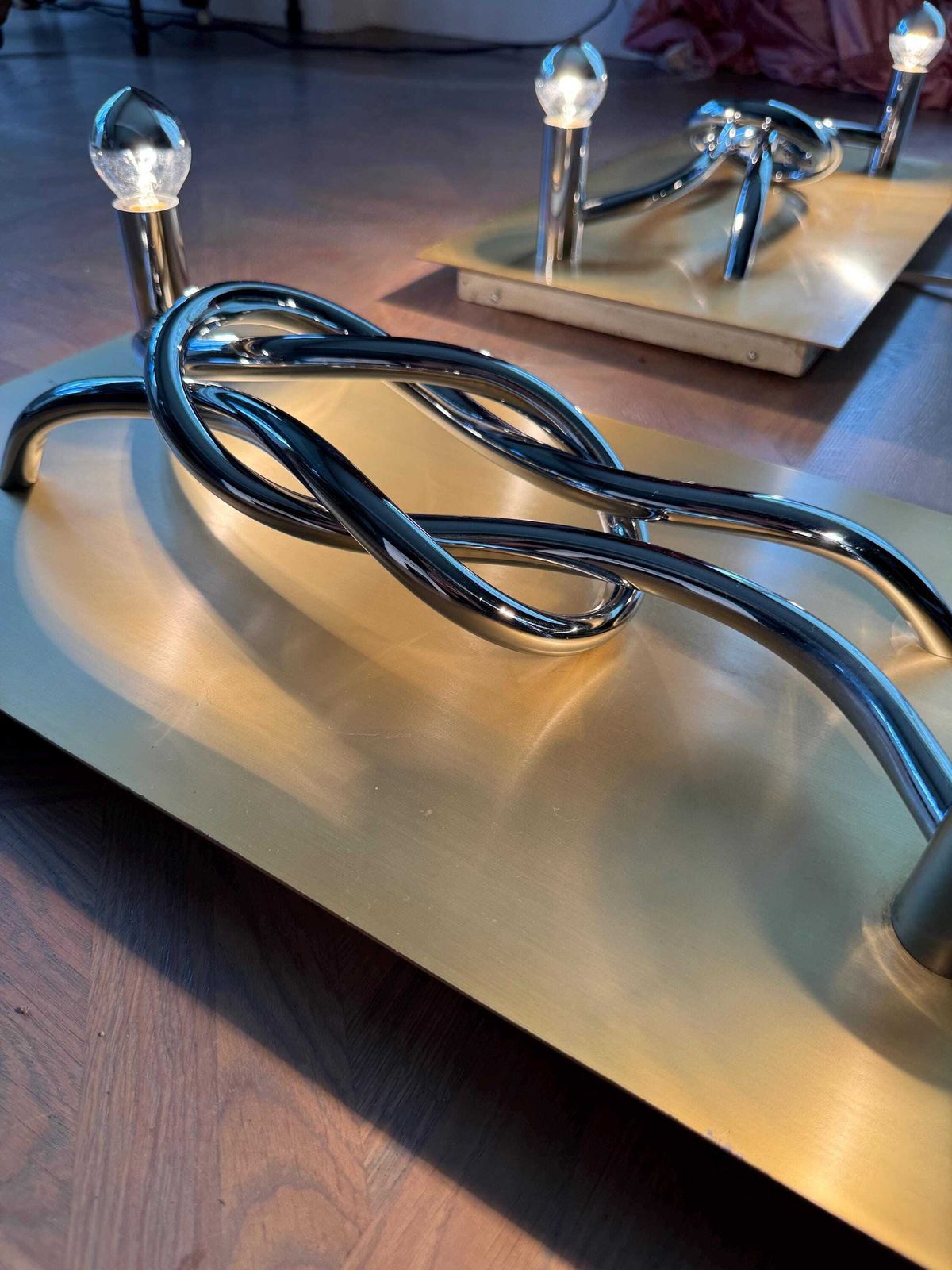 photo furniture Italian 'Reef Knot' Wall Sconces   Giacomo Benevelli For Missaglia