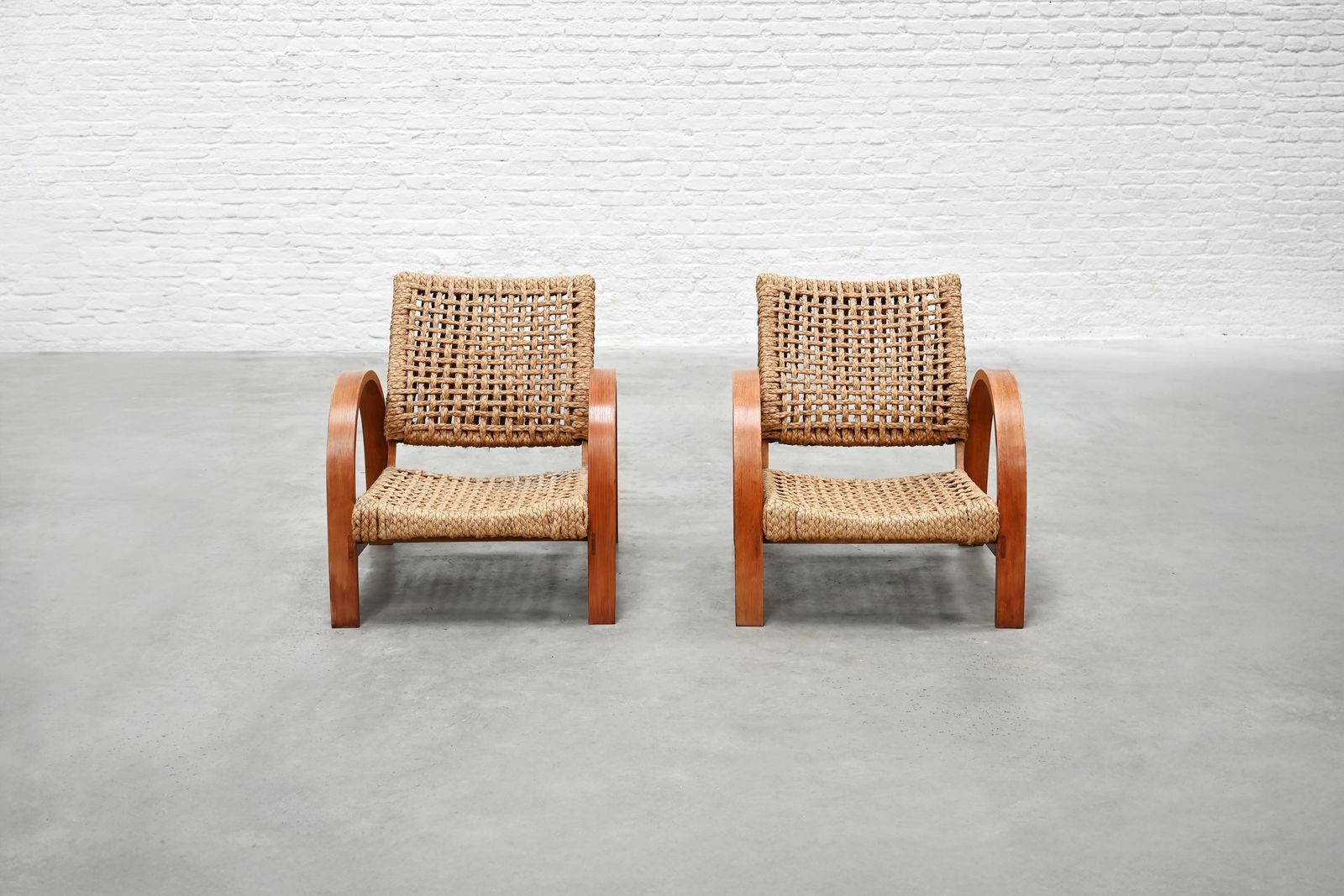 Rope Easy Chairs Attributed To Adrien Audoux & Frida Minet, Art Deco 1940's photo 7518.0