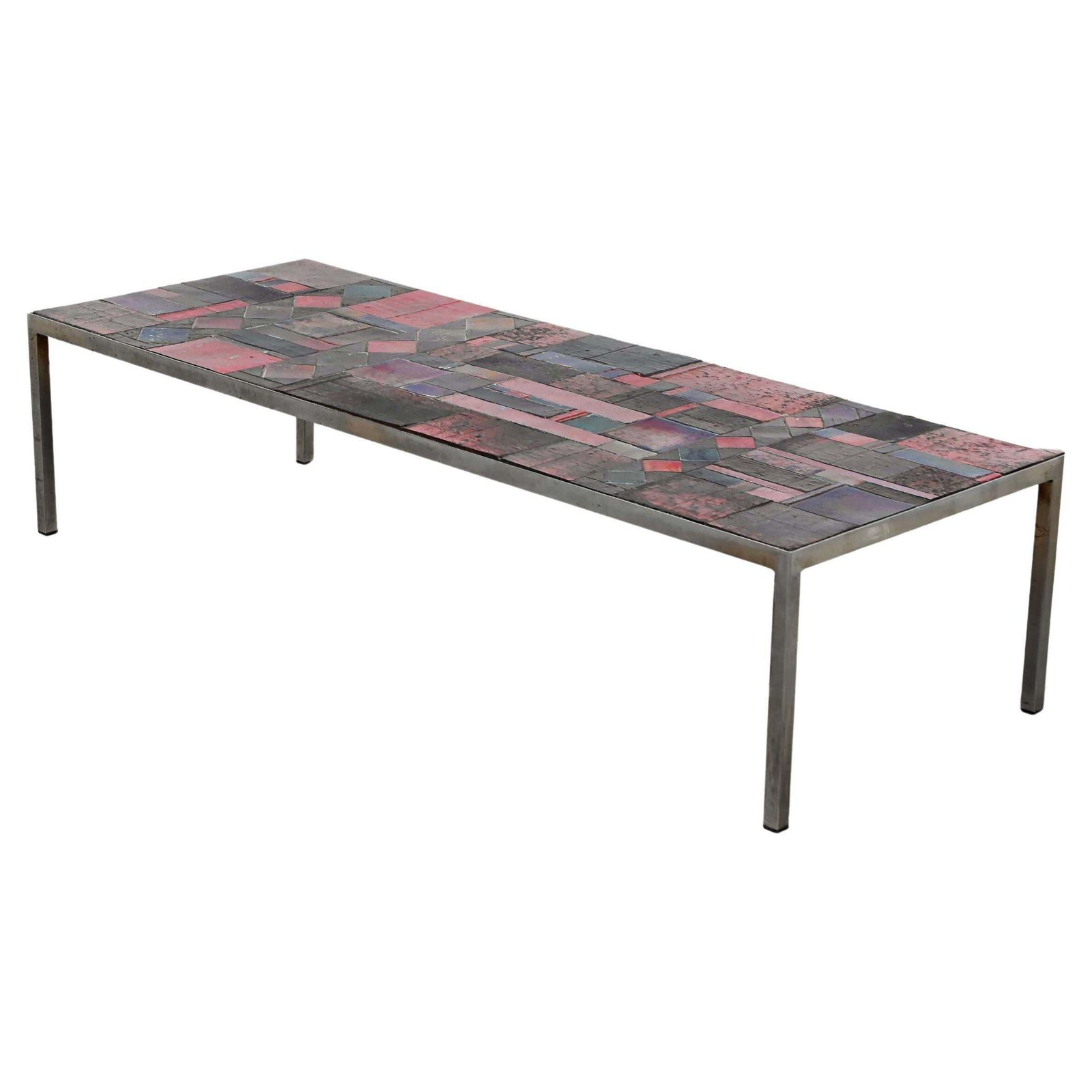 Large Ceramic Tile Coffee Table By Pia Manu, Handcrafted, Belgium 1960's