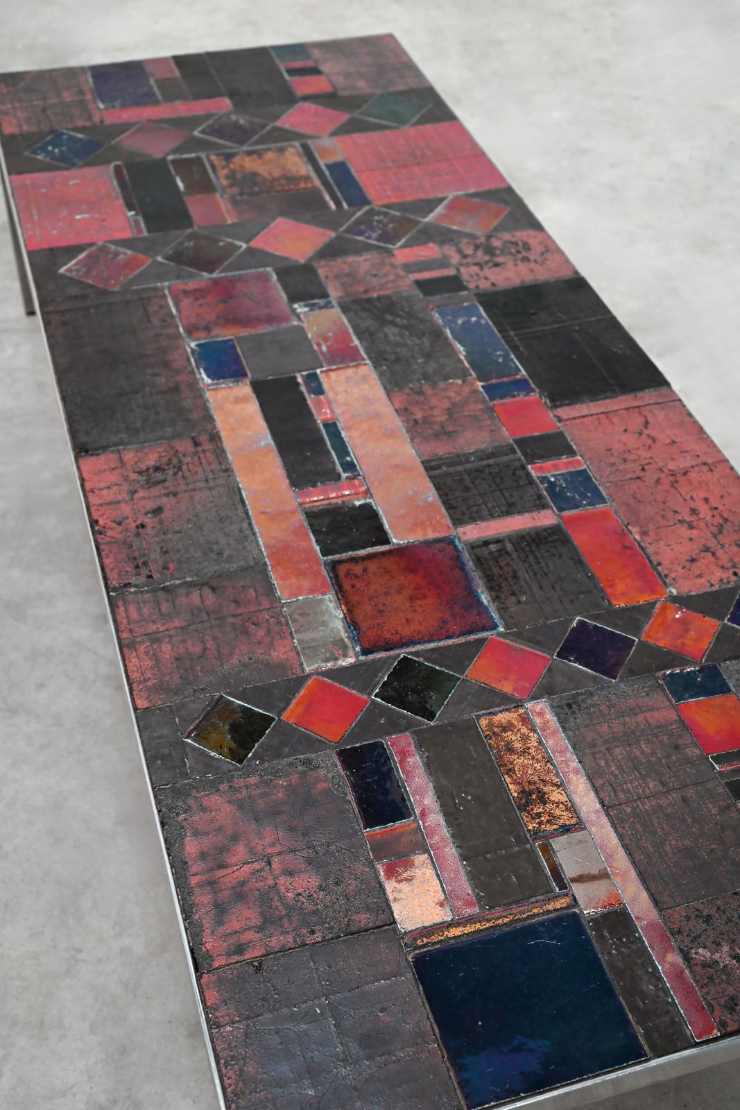 Large Ceramic Tile Coffee Table By Pia Manu, Handcrafted, Belgium 1960's photo vinterior