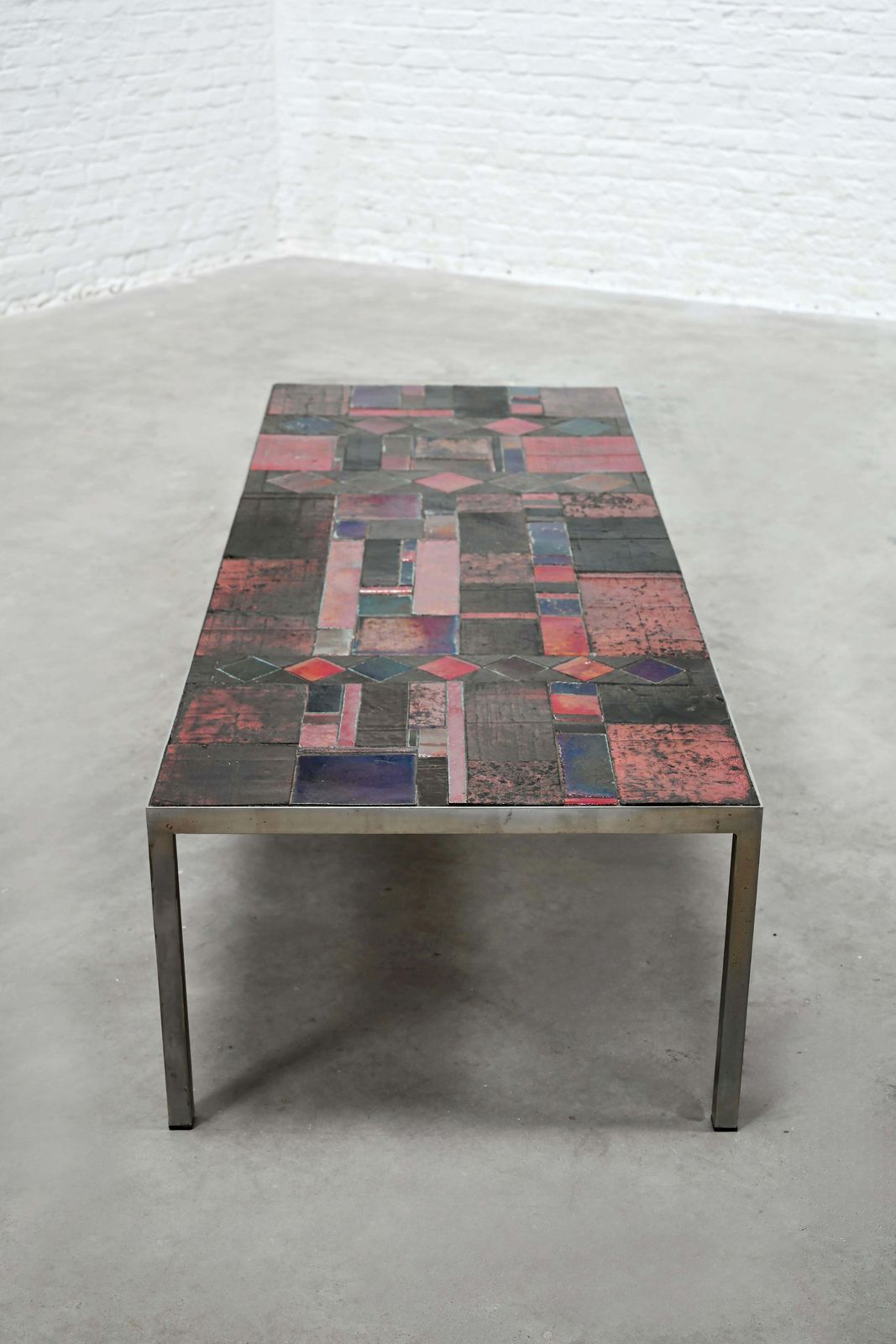 Large Ceramic Tile Coffee Table By Pia Manu, Handcrafted, Belgium 1960's photo vintage