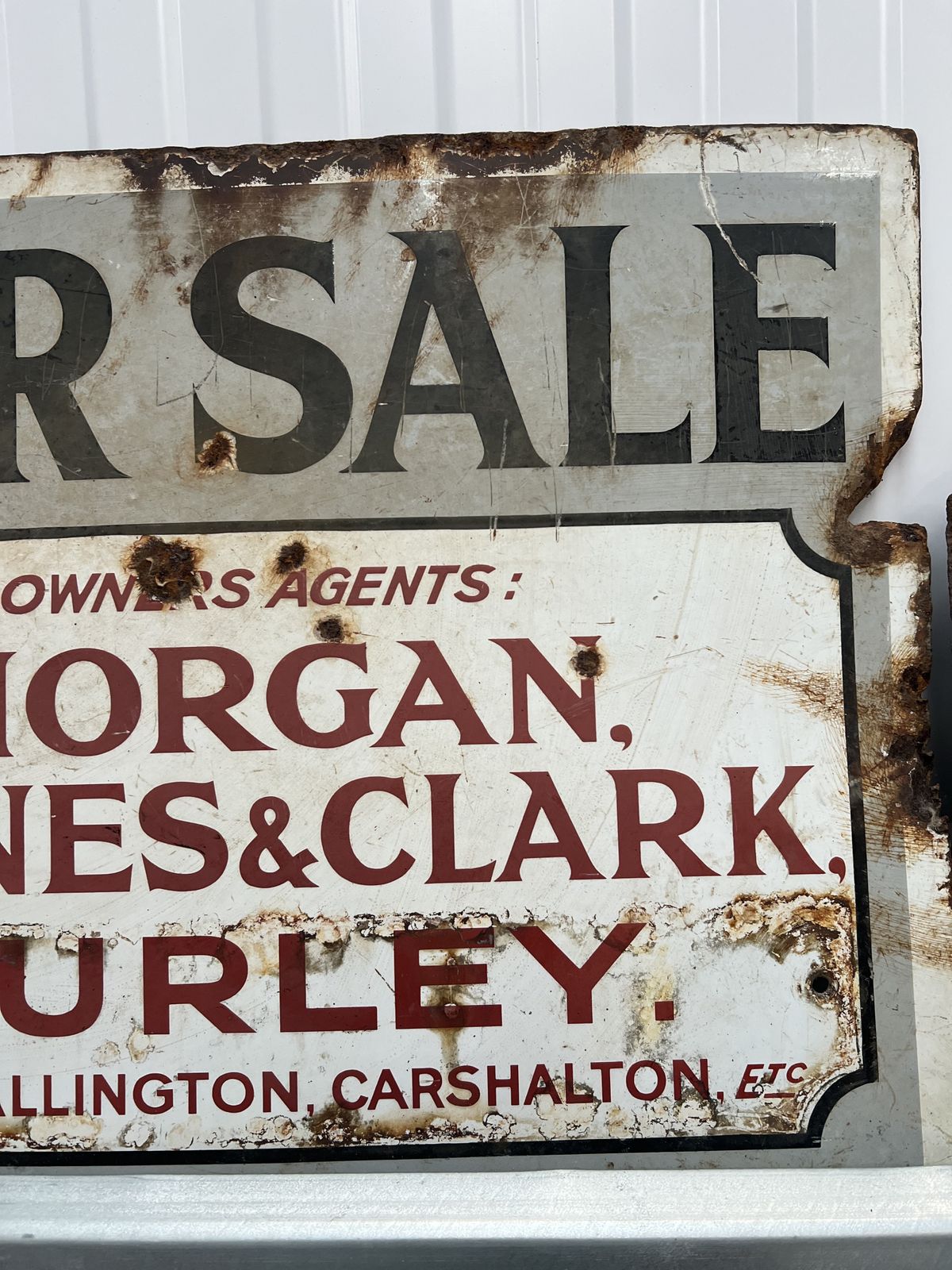 Vintage Enamel Estate Agents Sign photo vinterior