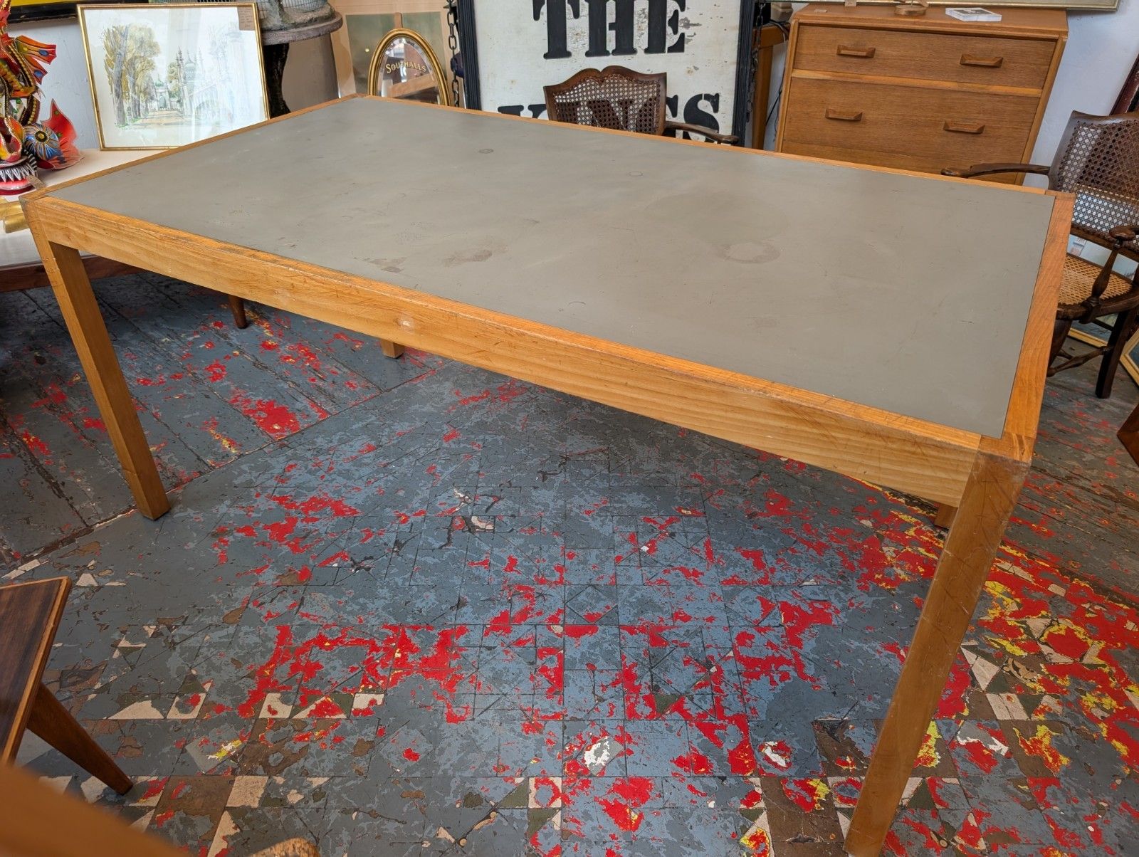 1970s Industrial Artists Desk Or Work Table. Vintage/Kitchen/Retro photo for sale