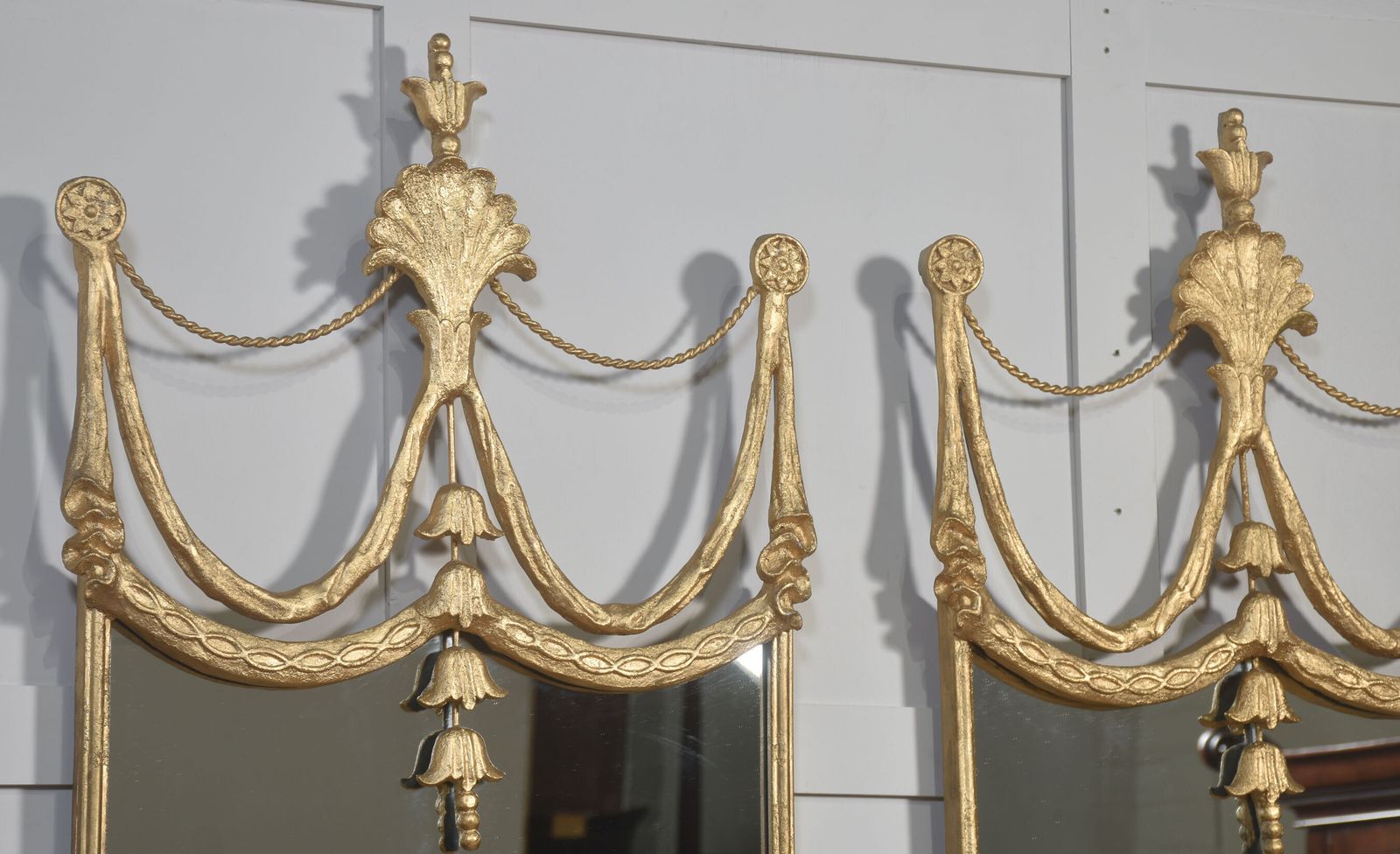 Pair Of Modern Gilt Painted Metal Mirrors photo for sale