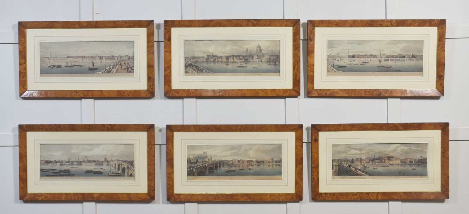 Set Of Six Framed Coloured Prints Of Views Of The River Thames photo furniture