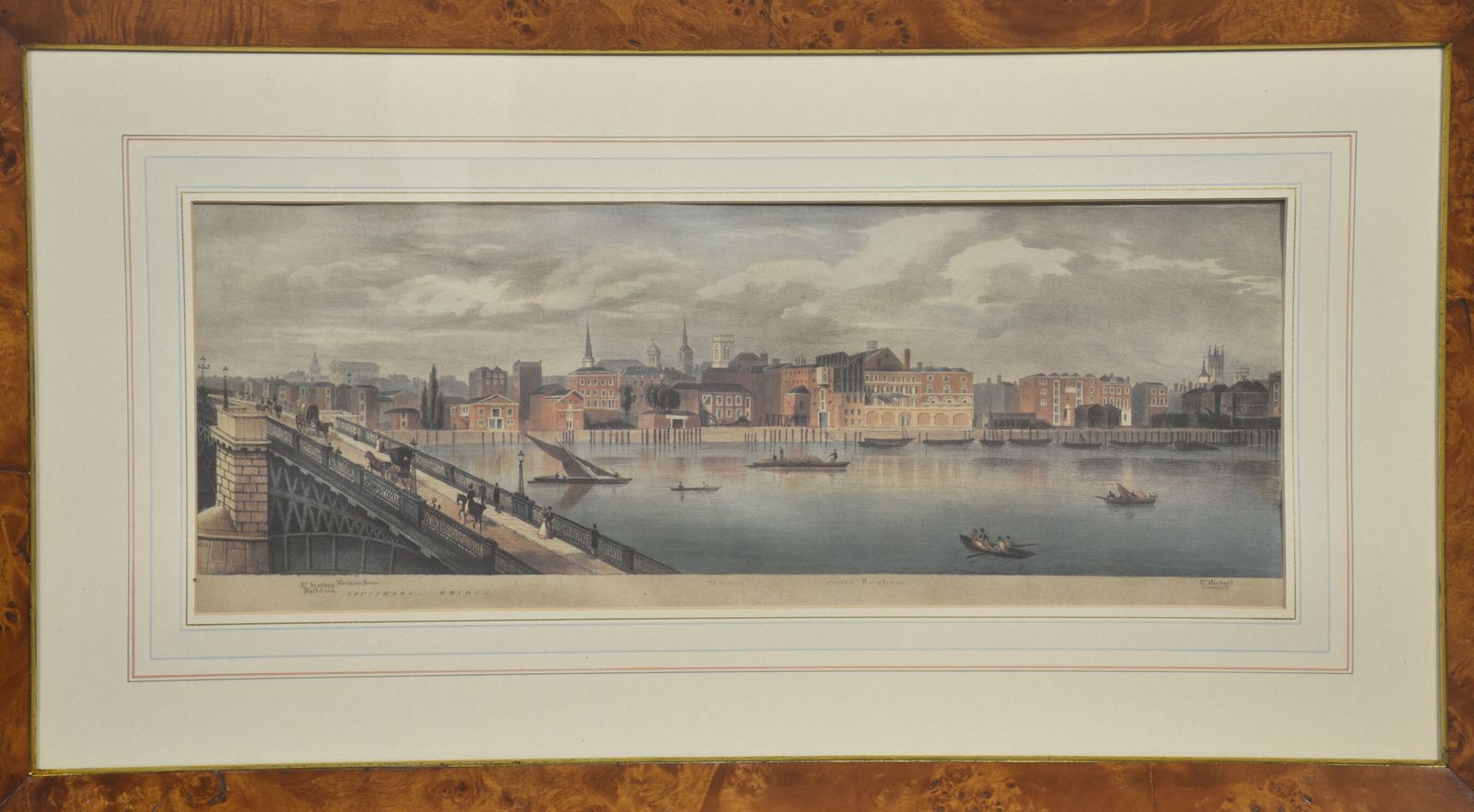 Set Of Six Framed Coloured Prints Of Views Of The River Thames photo Art