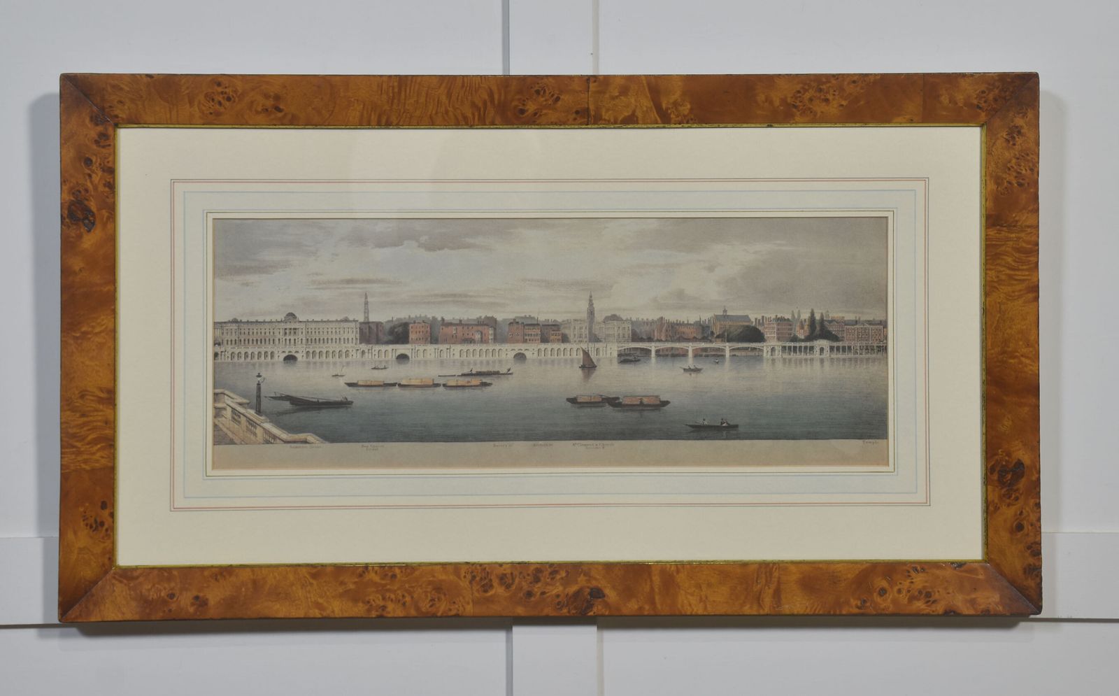 Set Of Six Framed Coloured Prints Of Views Of The River Thames photo vintage