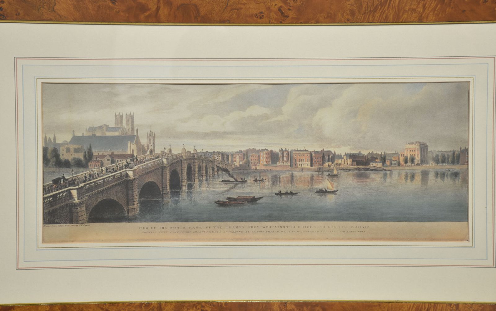 photo for sale Set Of Six Framed Coloured Prints Of Views Of The River Thames