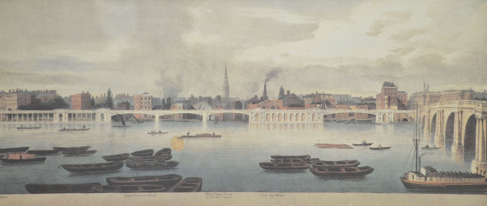 photo vinterior Set Of Six Framed Coloured Prints Of Views Of The River Thames