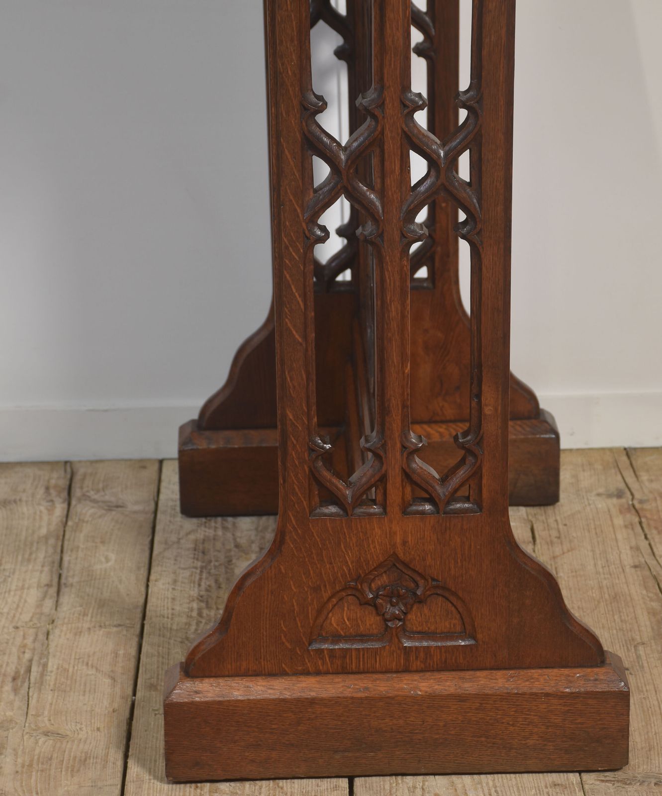 Carved Oak Lectern In The Gothic Revival Style photo vintage