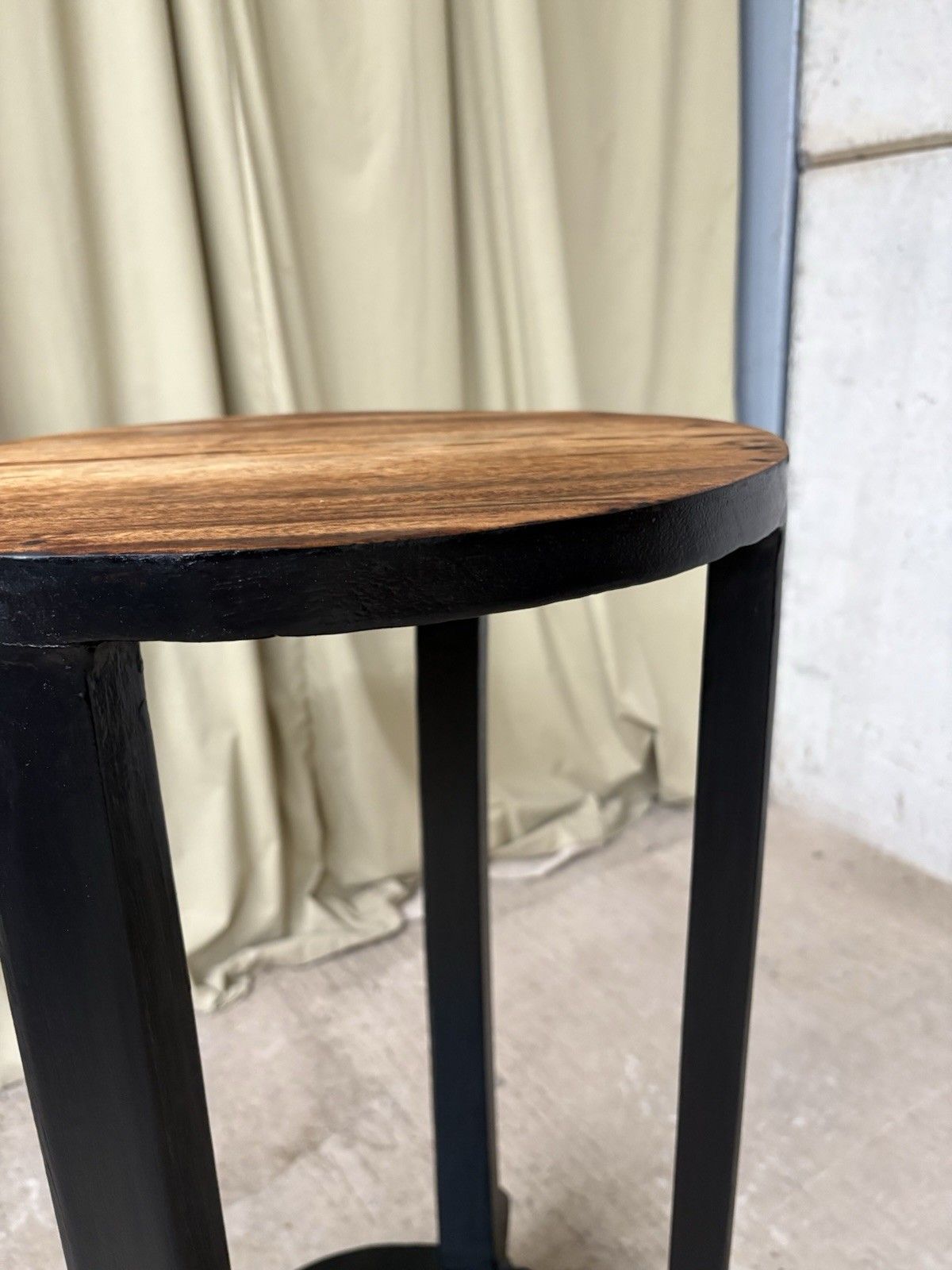 photo furniture Vtg Antique Painted Black Wooden Plant Side Table Dumbwaiter Pedestal Retro 1040
