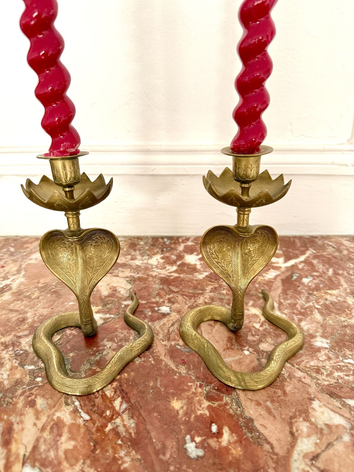 Pair Of 1920s Egyptian Revival Cobra Candleholders photo furniture