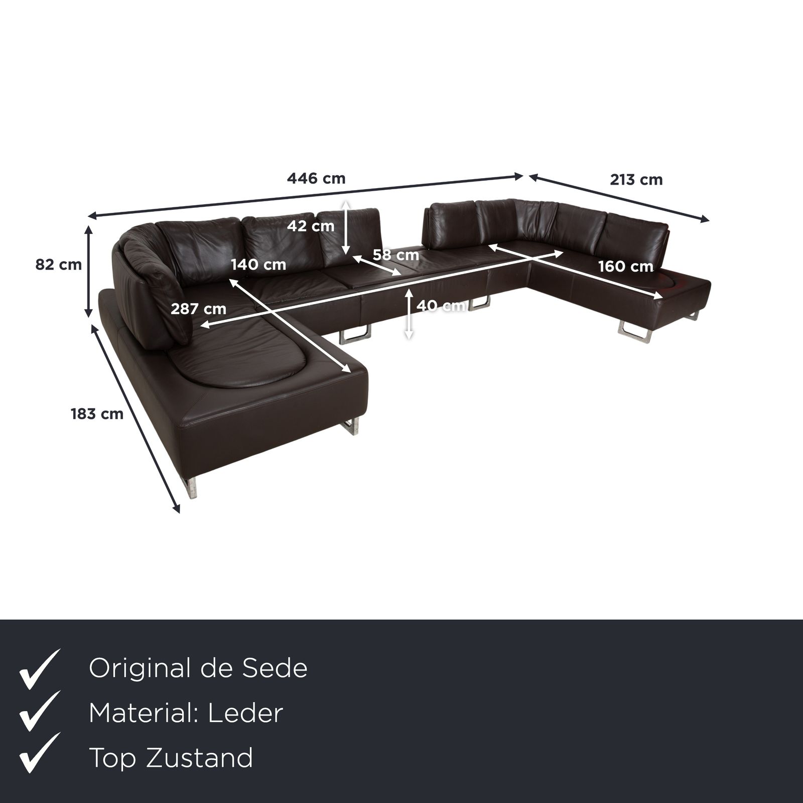 Canapé d'angle De Sede DS-165 en cuir brun, fonction manuelle, par Hugo de Ruiter photo furniture