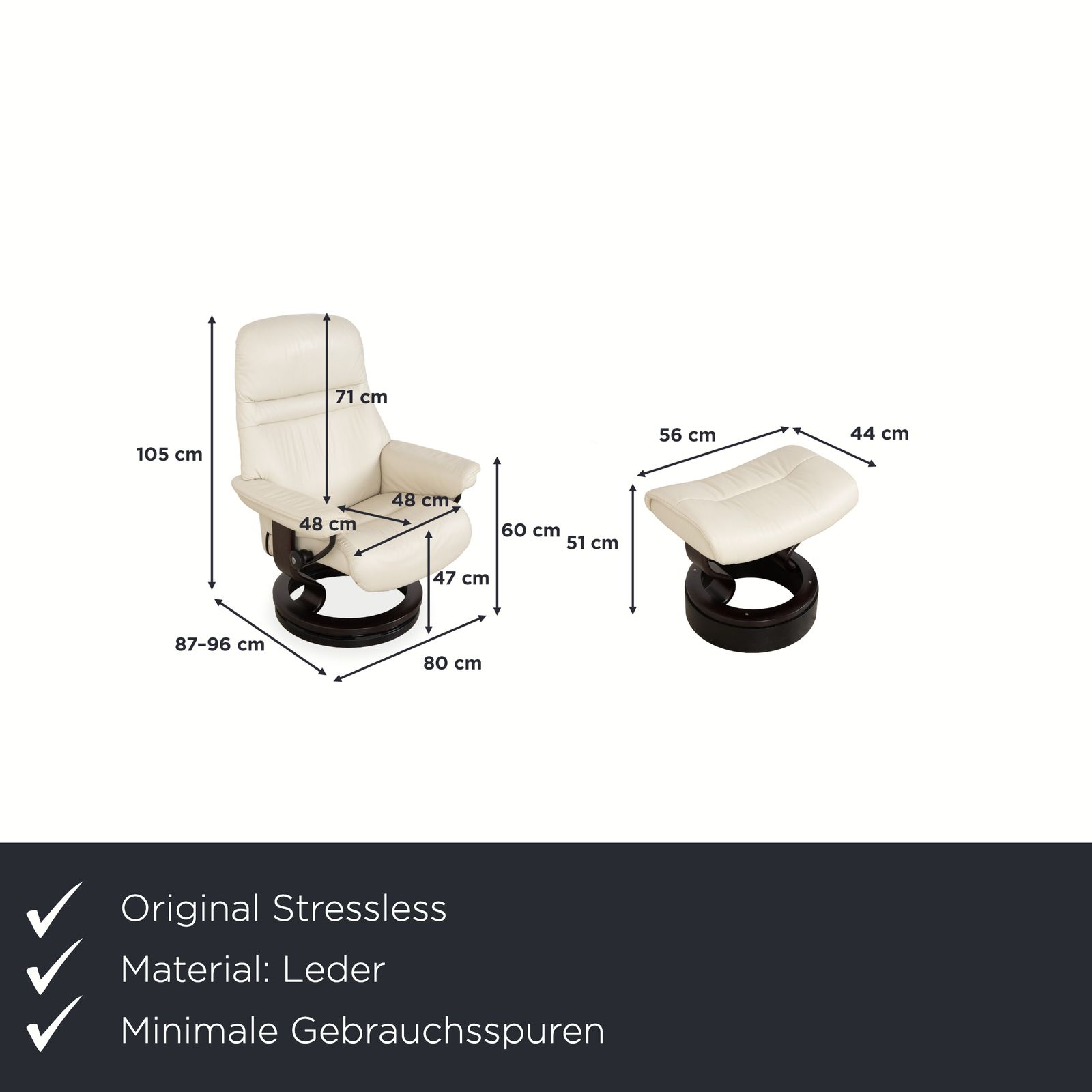 Stressless Sunrise Leather Recliner Set Cream, Manual Function photo furniture