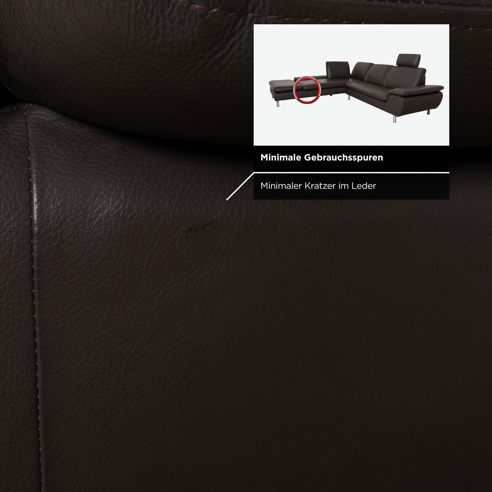 photo furniture Canapé d'angle Willi Schillig Loop en cuir marron foncé, fonction manuelle