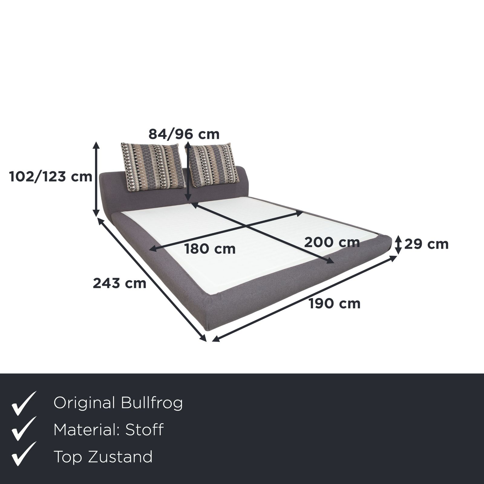Lit Bullfrog en tissu gris photo furniture