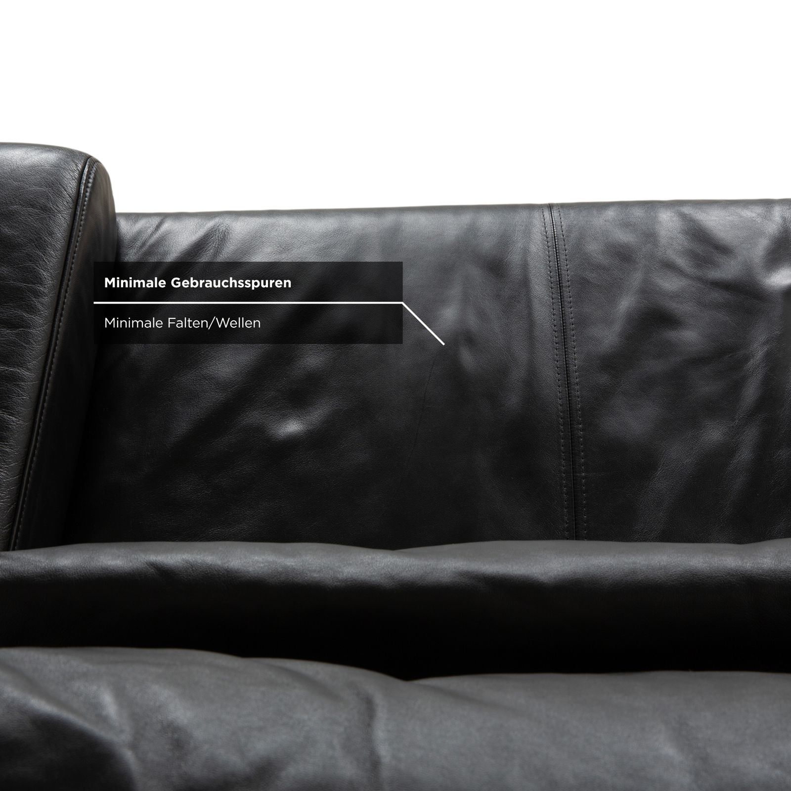 Mobilier Canapé 2 places Ewald Schillig Harry en cuir noir, chromé, fonction manuelle photo